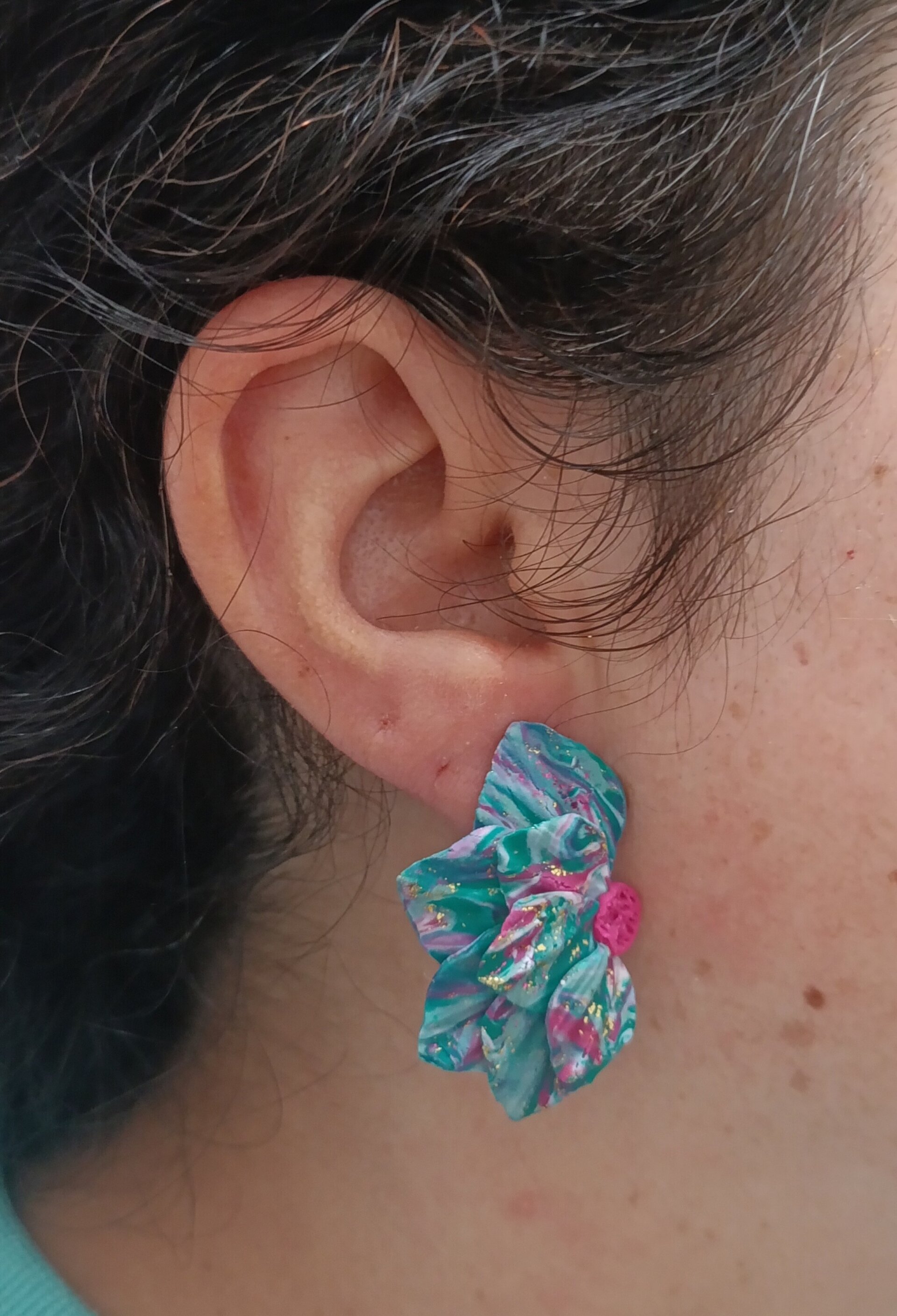 Pendientes media flor Jade - 7