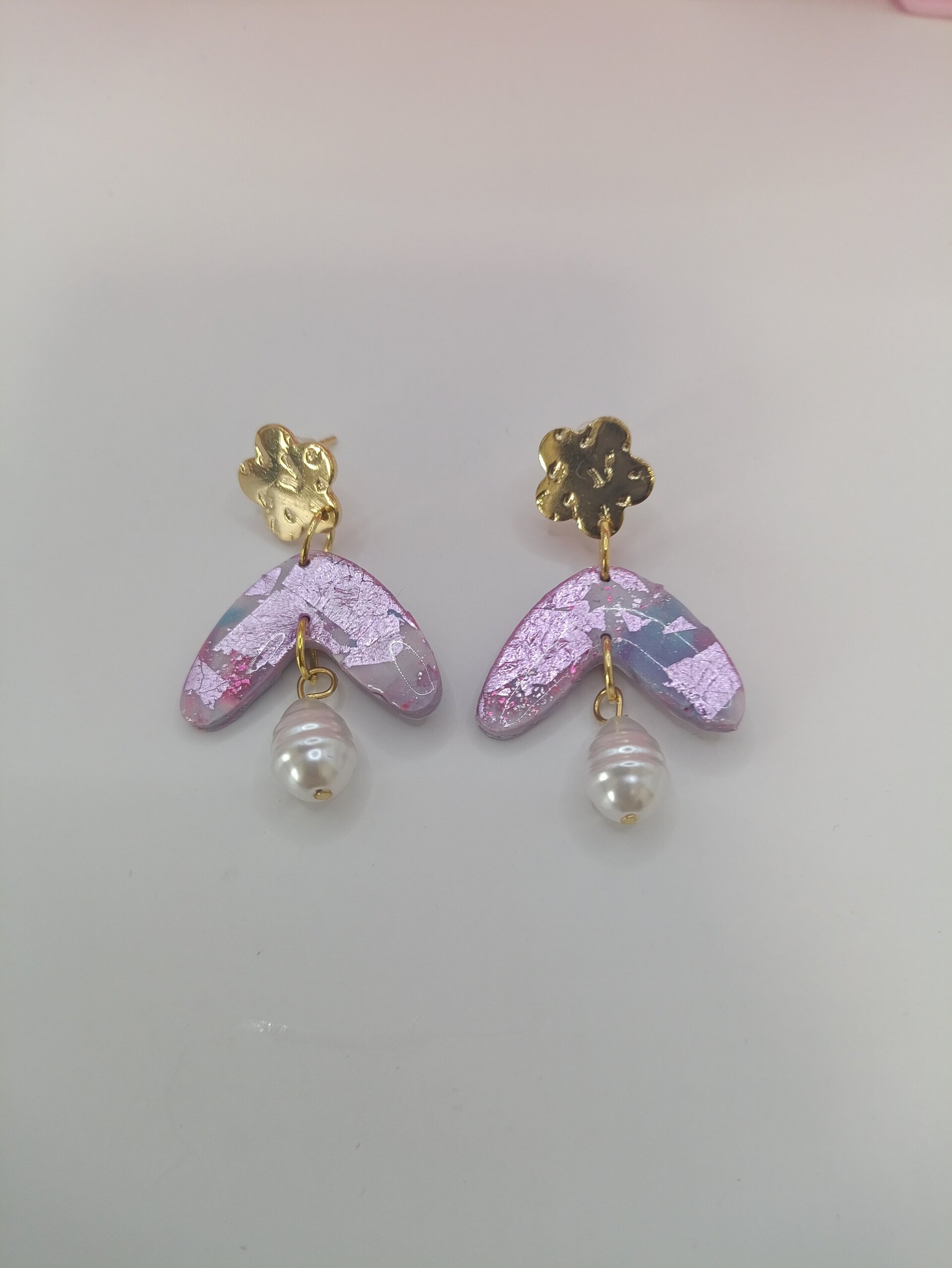 Pendientes de Arcilla Polimérica con perla - 4