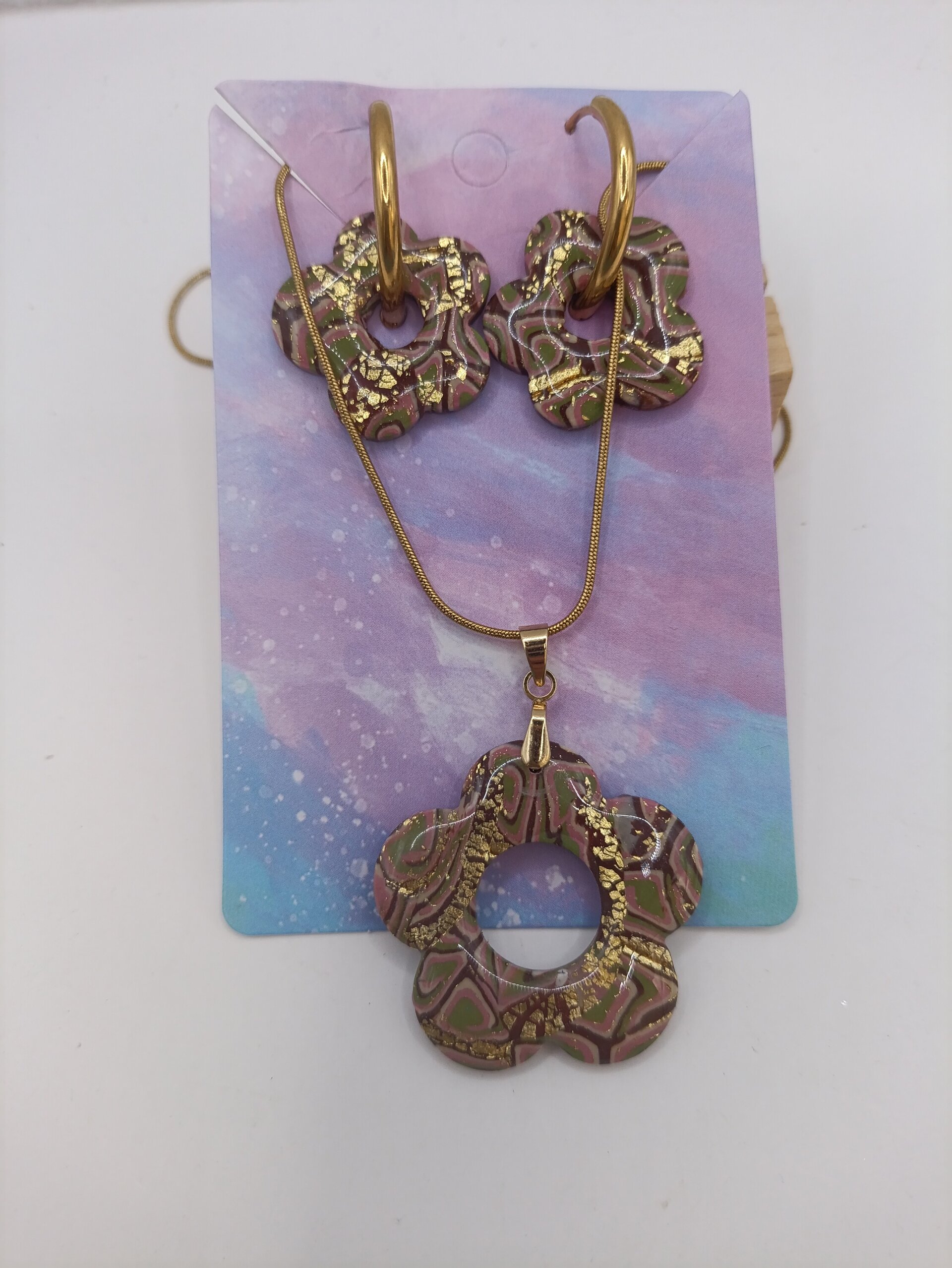 Conjunto pendientes de aro y colgante - 5