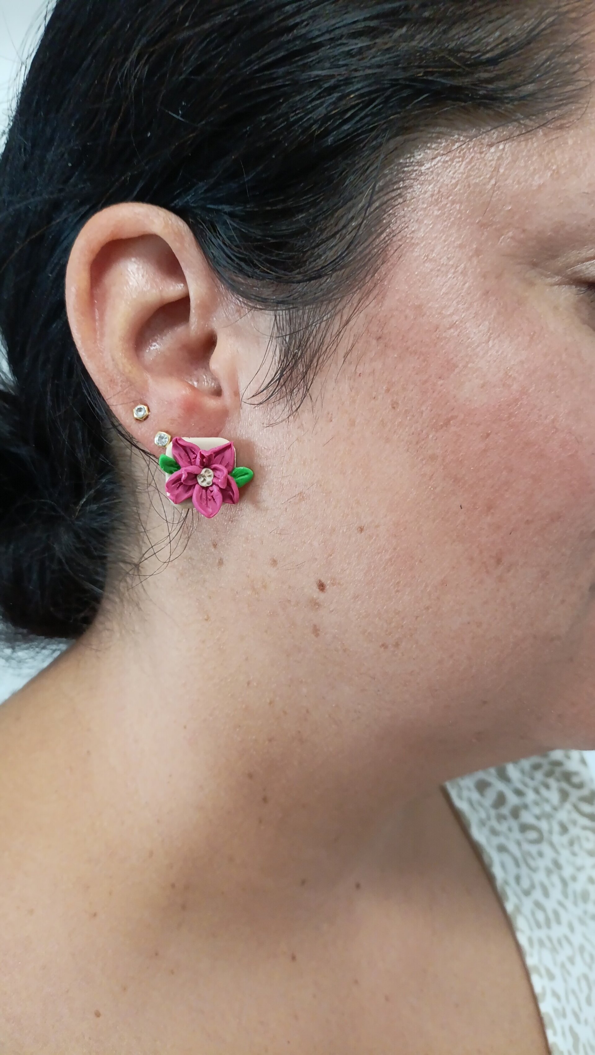 Pendientes Pequeños Flor 3D - 5