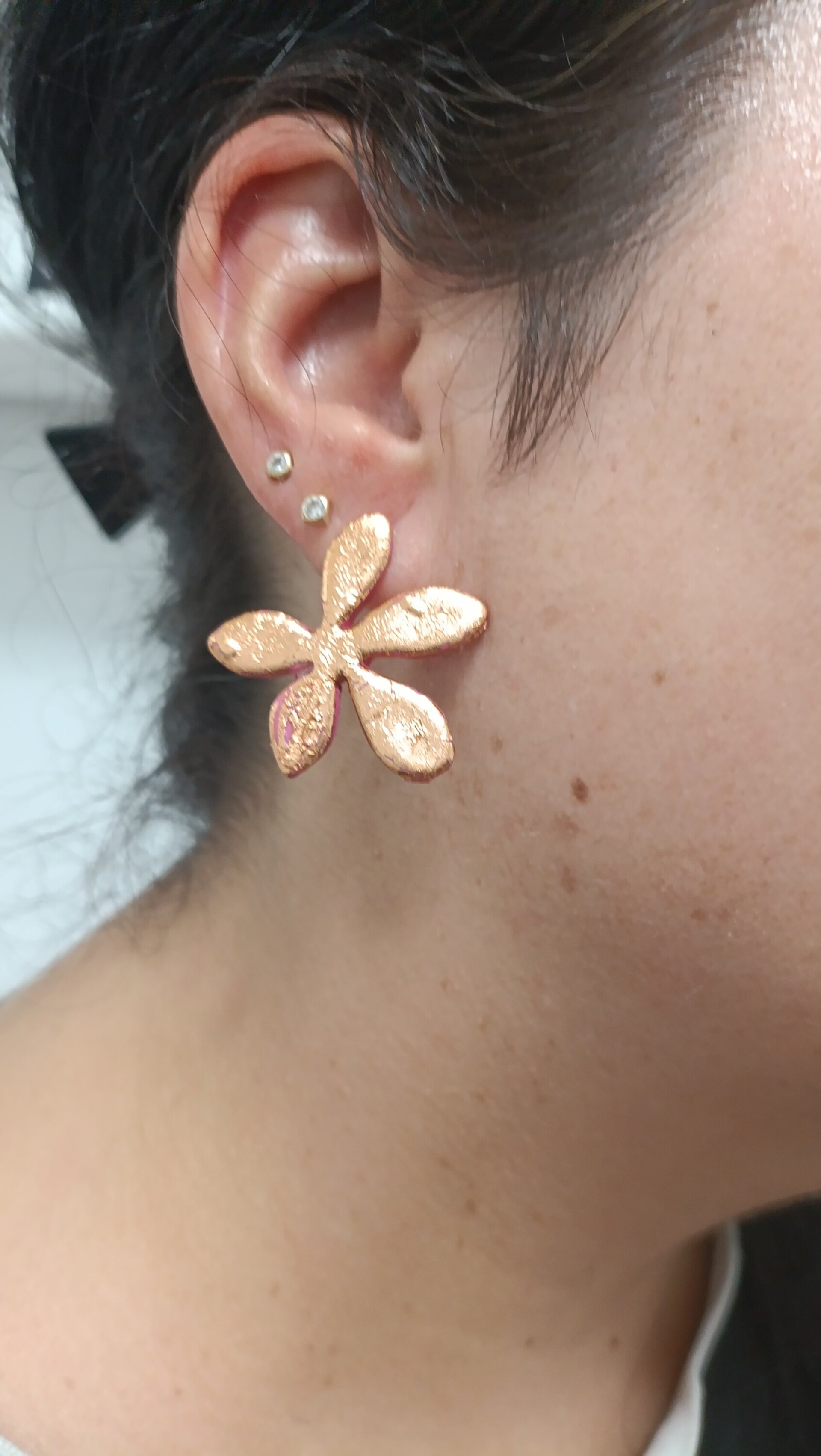 Pendientes Flor Rose Gold - 3