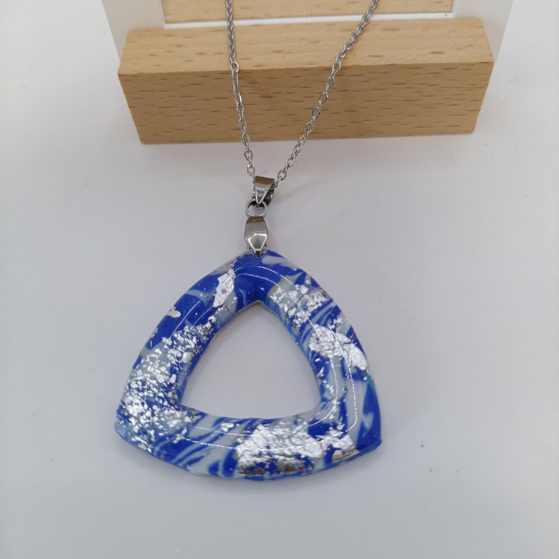 Conjunto de pendientes y Colgante azul - 3