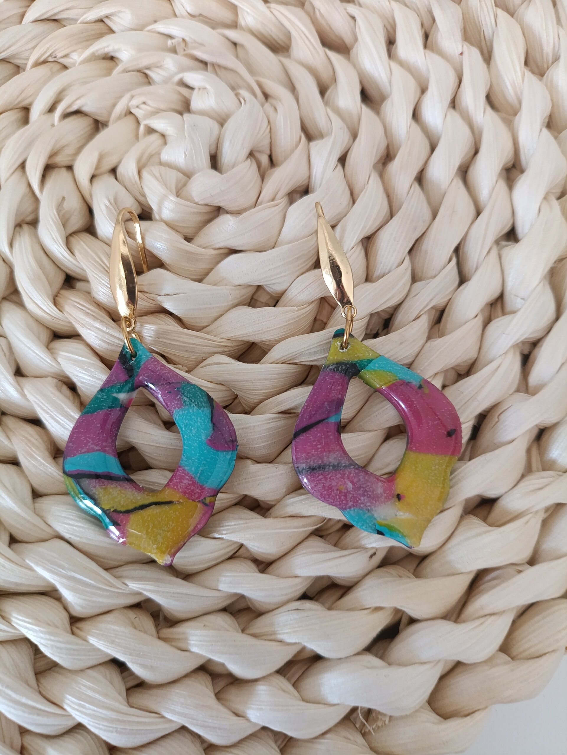 Pendientes estampados acuarela - 1
