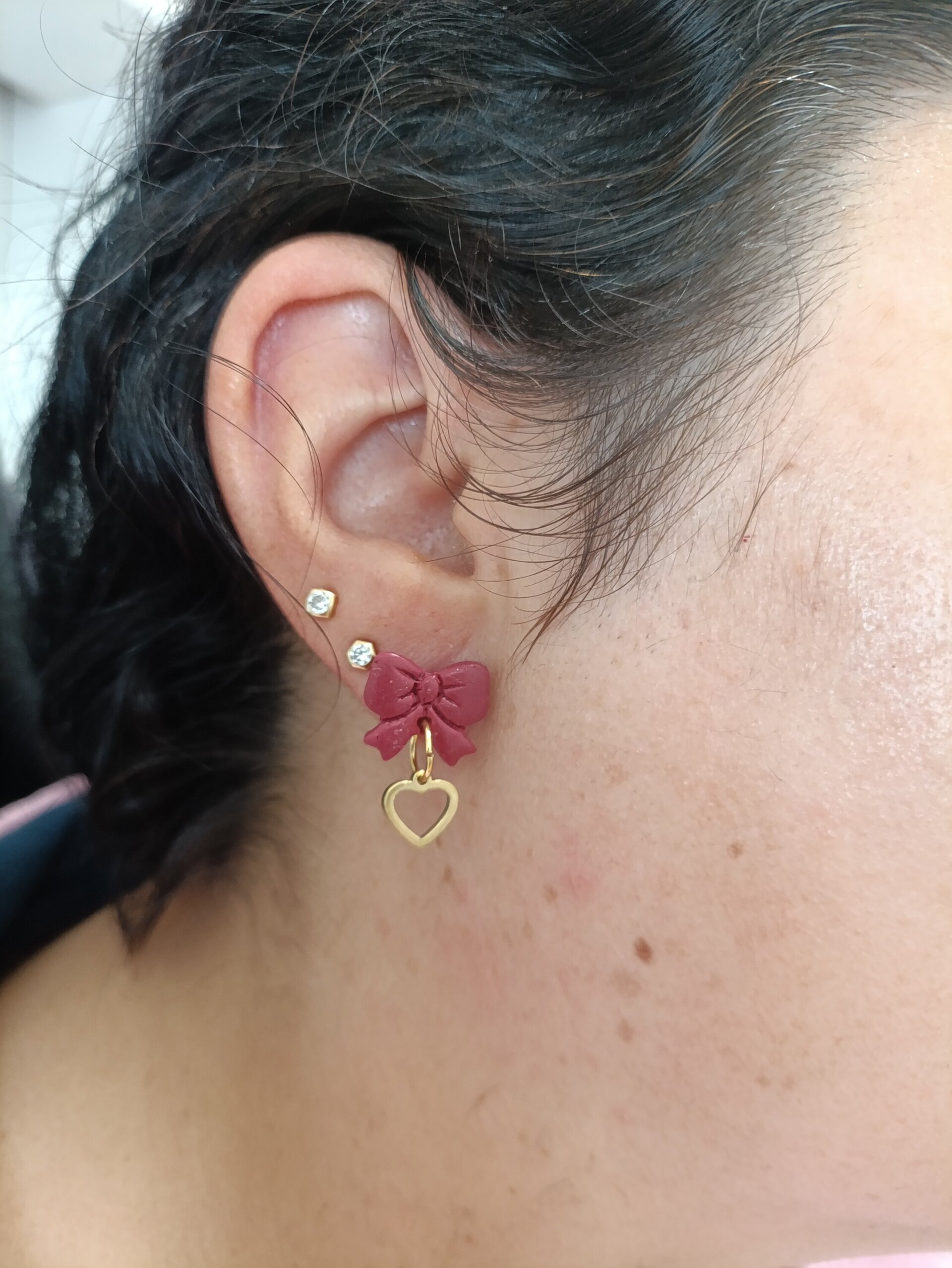 Pendientes pequeños arcilla polimerica lazo de amor - 4