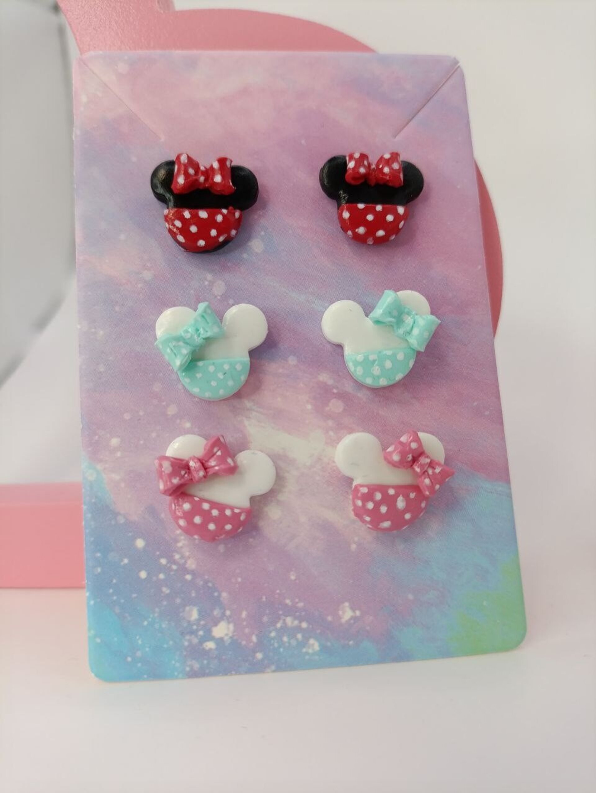 Pack de 3 Pares de Pendientes Pequeños para Niña o mujer - Minnie y mickey mouse - 2