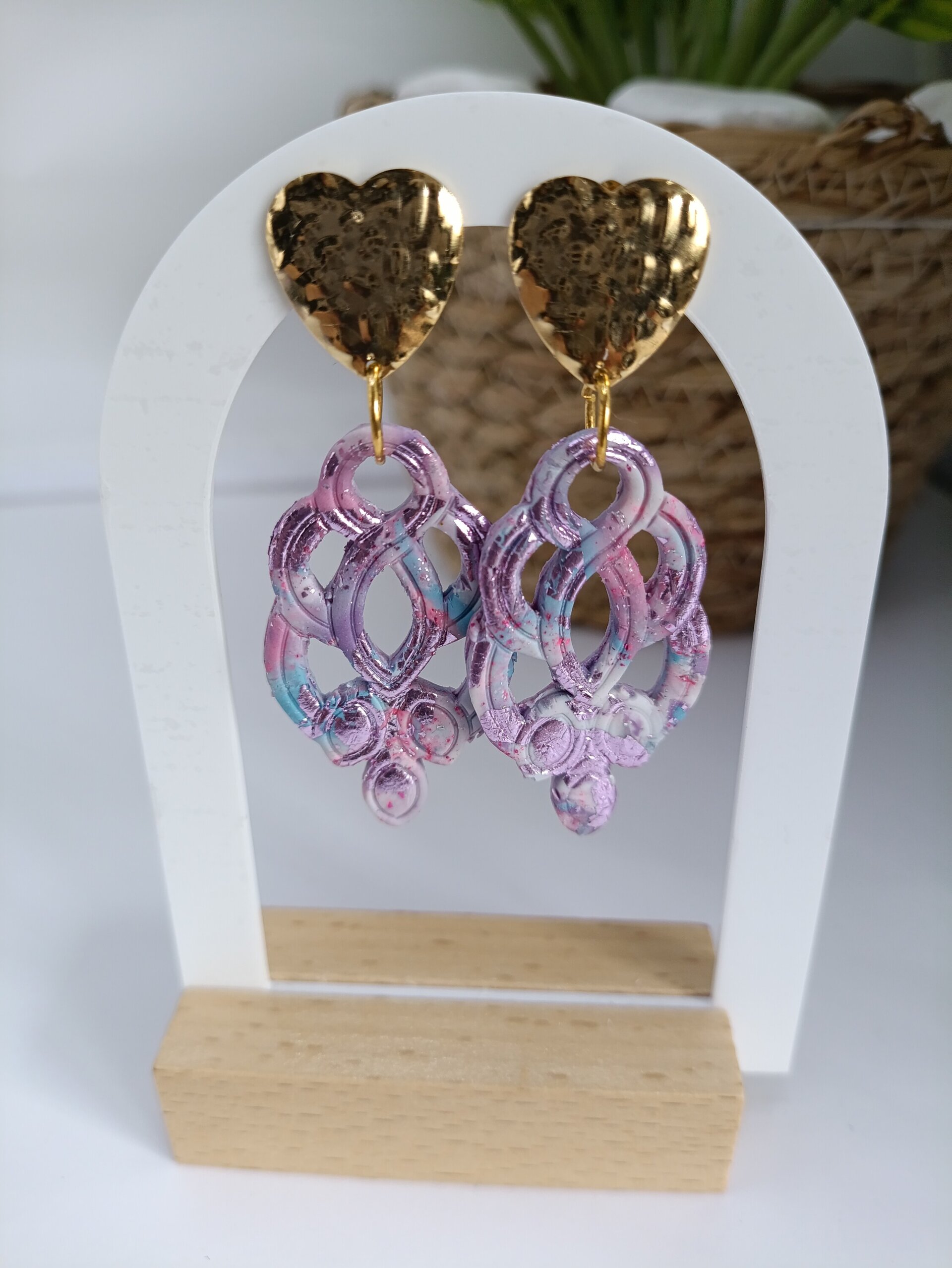 Pendientes largos Corazon enredado - 4