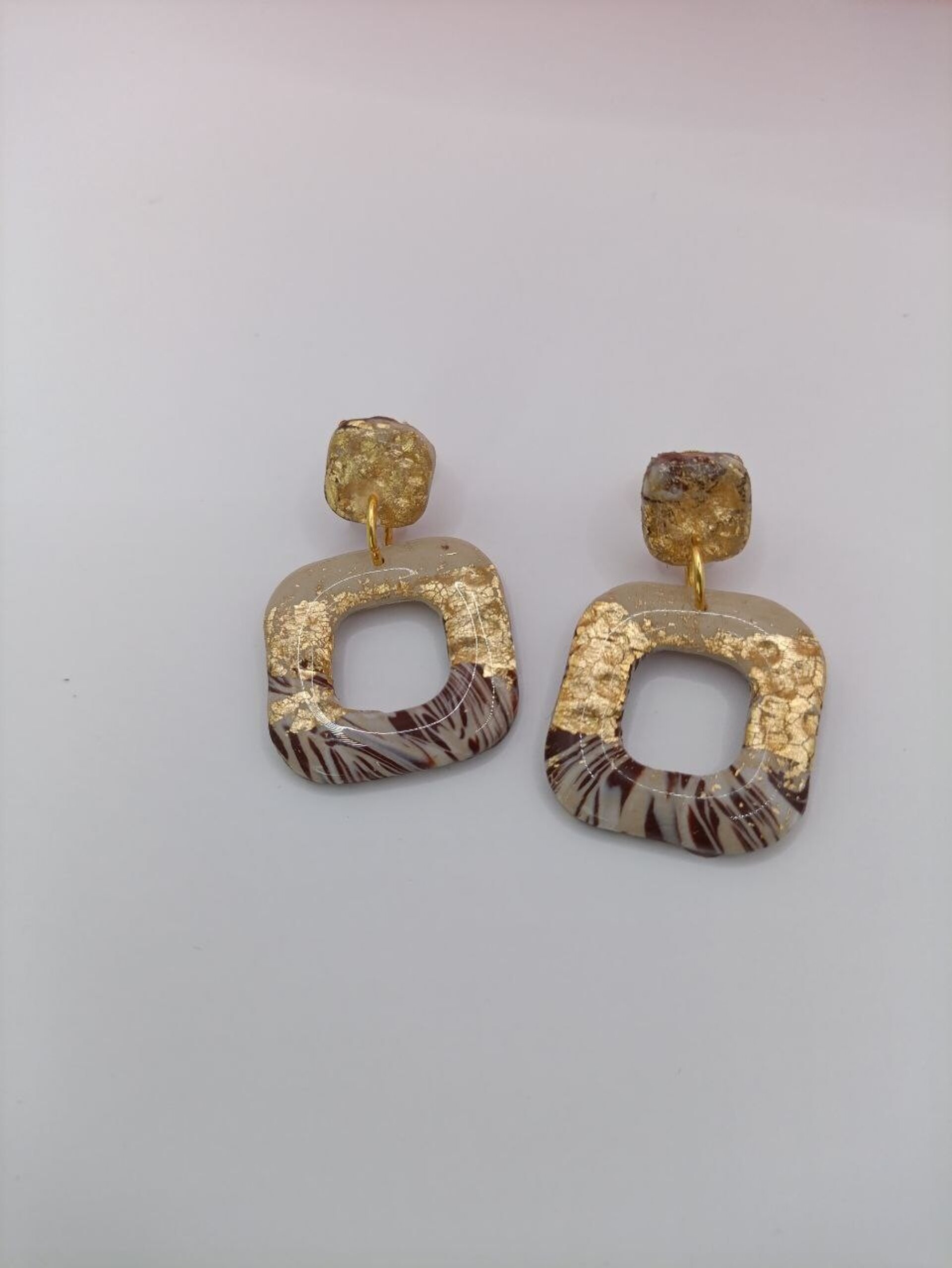Pendientes de arcilla polimerica cuadrado terrenal - 6
