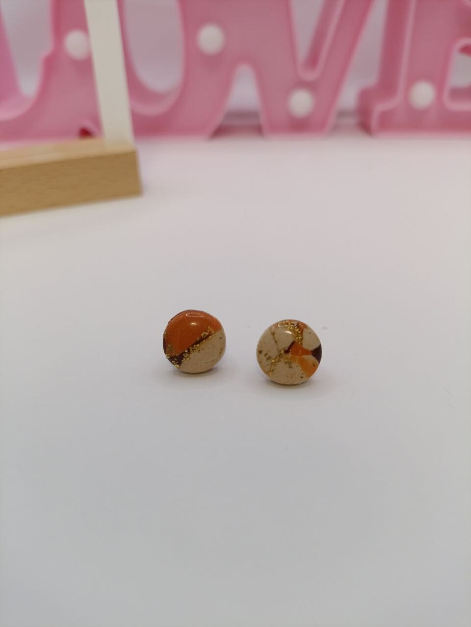 Pendientes pequeños hojas otoñales estampadas - 5