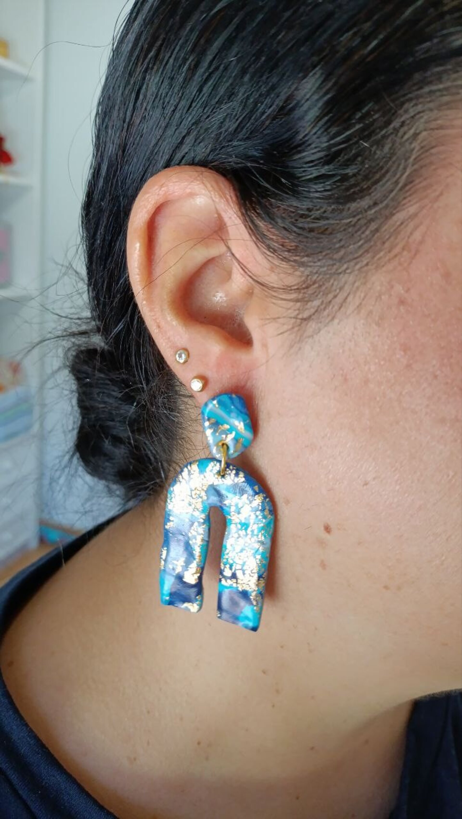 Pendientes de Arcilla polimerica modelo Océano - 3