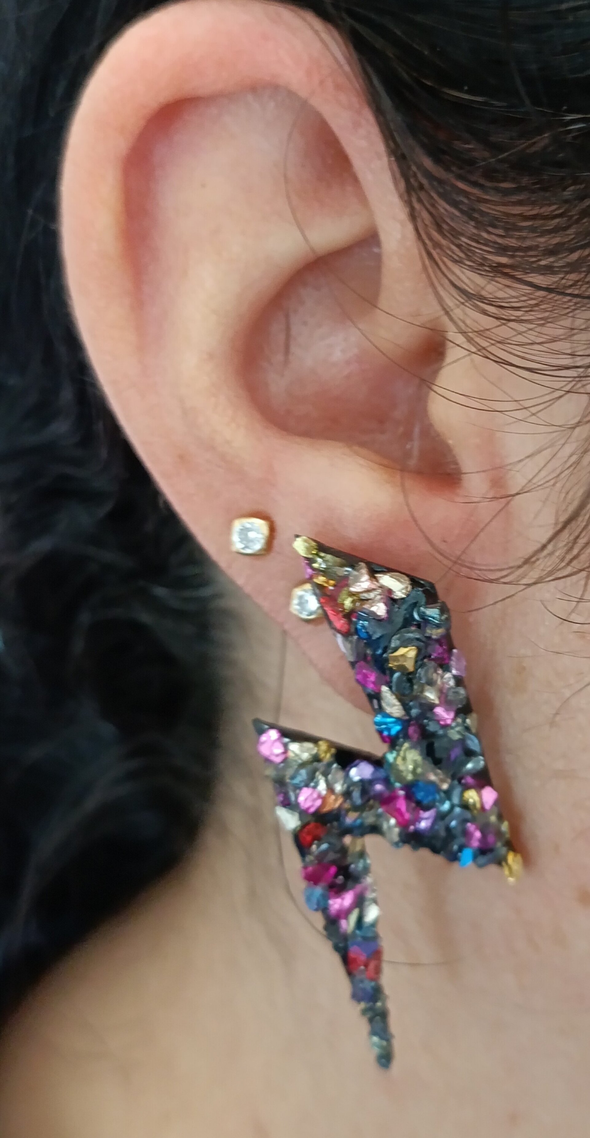 Pendientes Rayo con Cristales, varios colores - 16