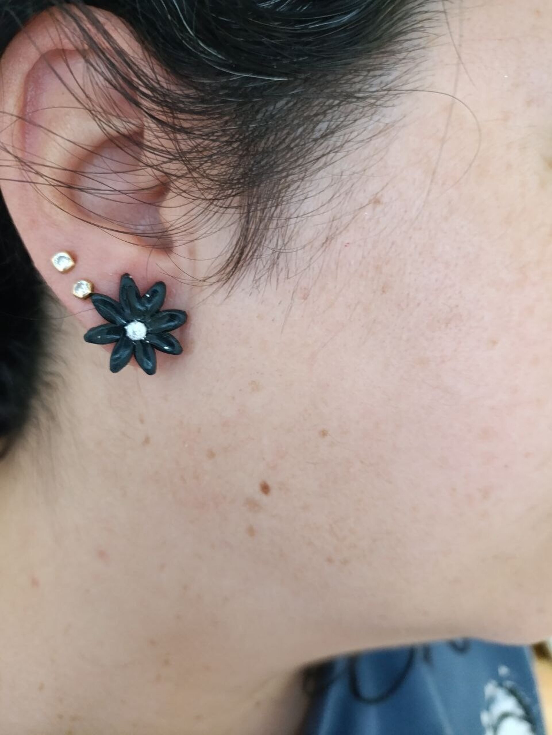 Pendientes pequeños Margarita Negra - 3