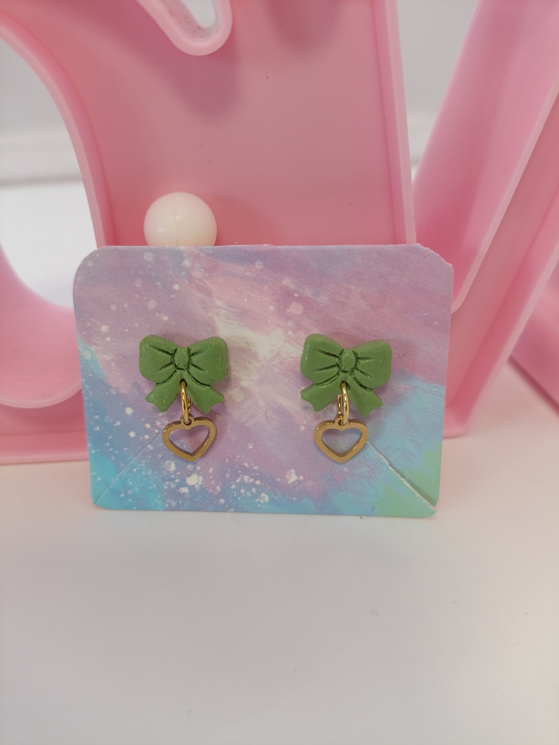 Pendientes pequeños arcilla polimerica lazo de amor - 5
