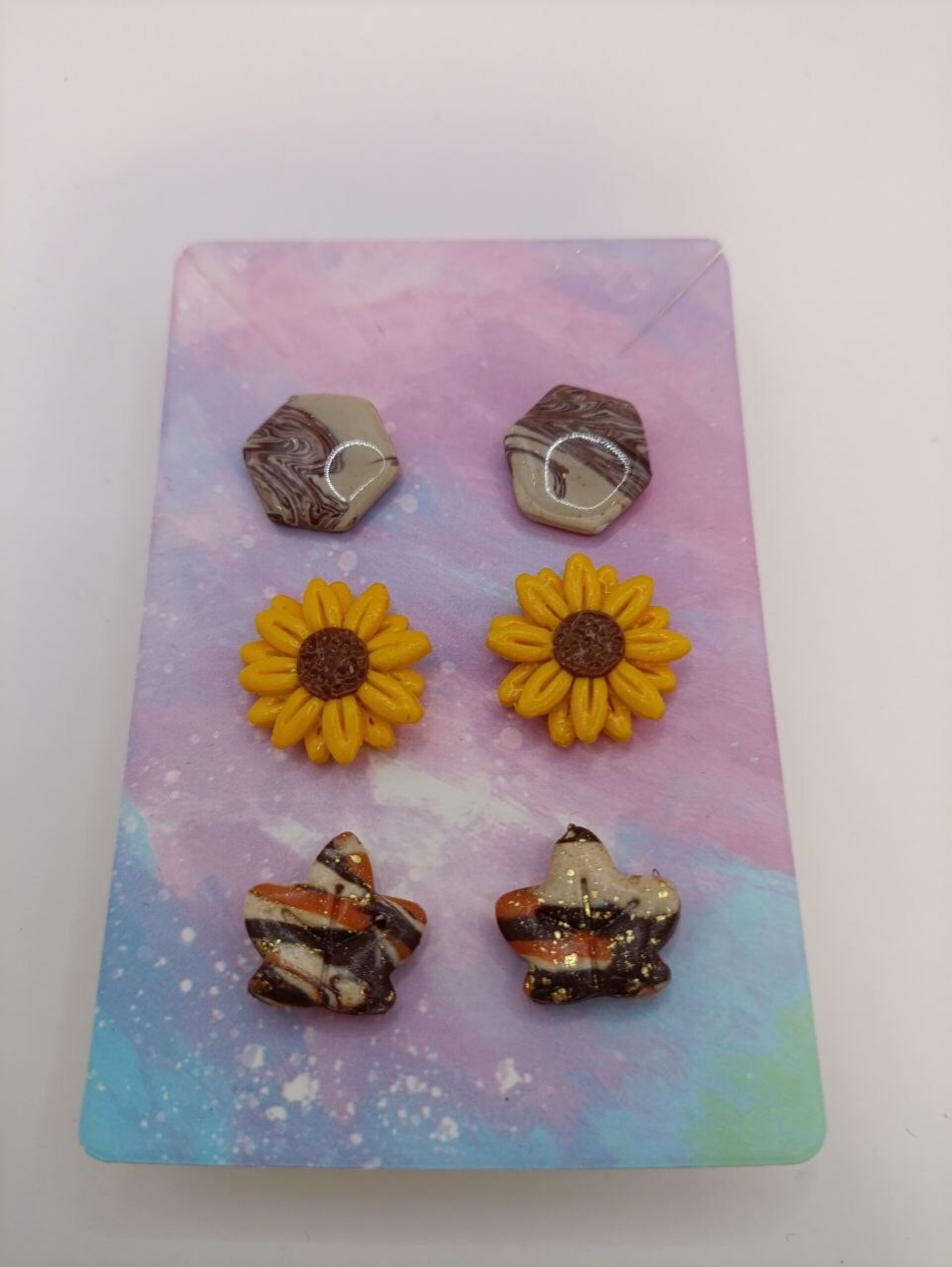 Pendientes pequeños hojas otoñales estampadas - 9