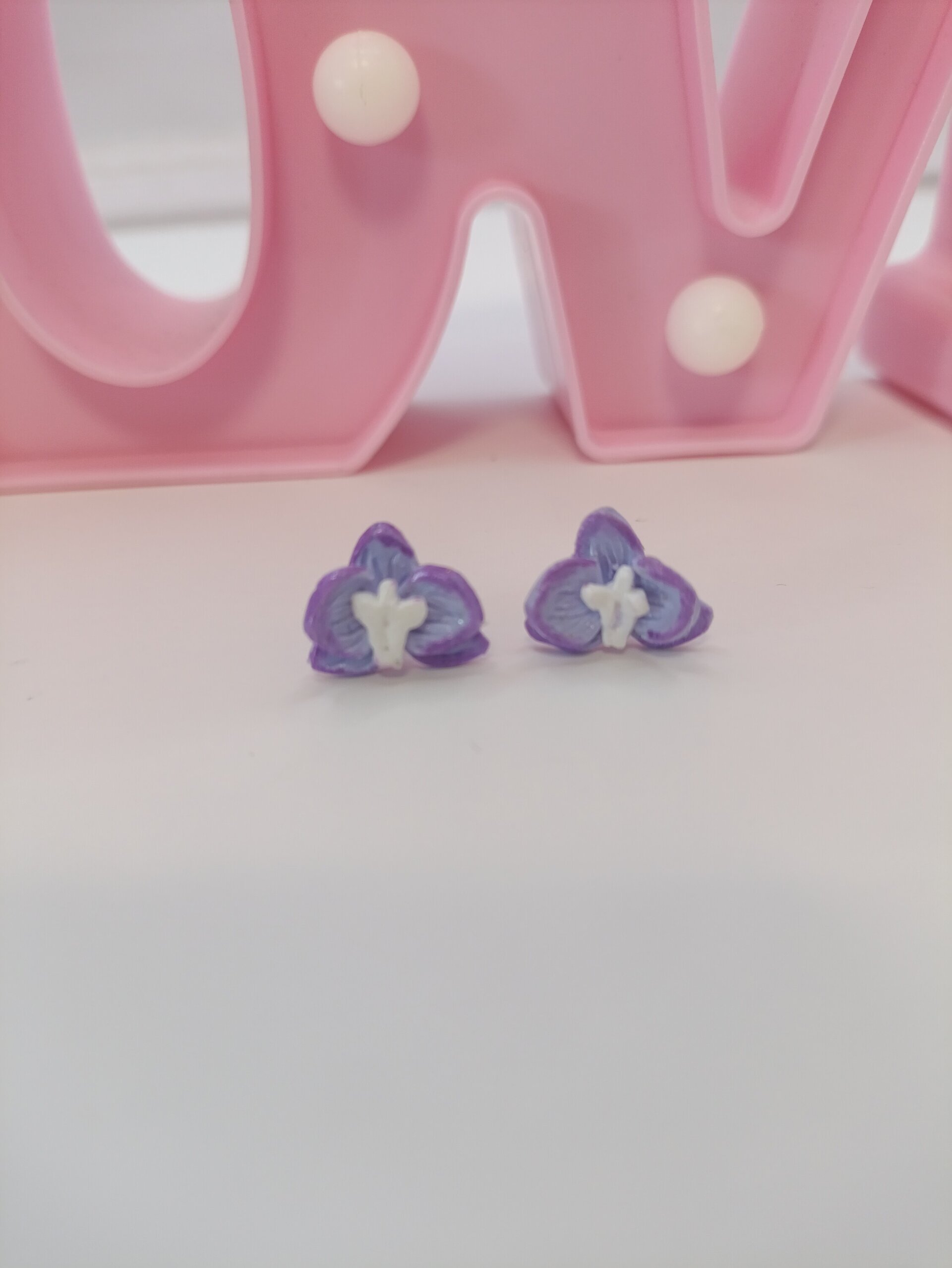 Pendientes pequeños orquídea lila - 2