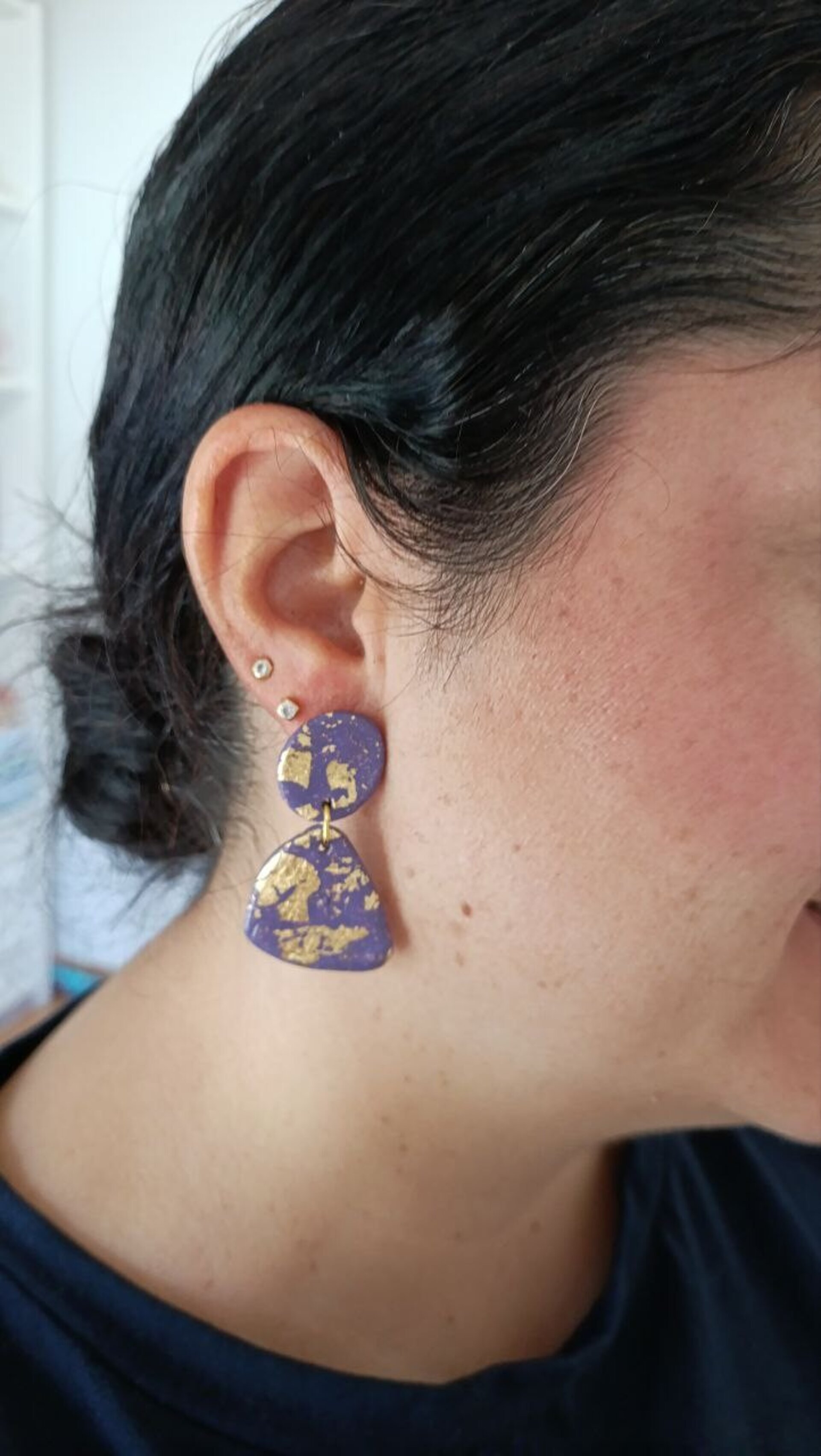 Pendientes Arcilla polimerica modelo Mora dorada - 5