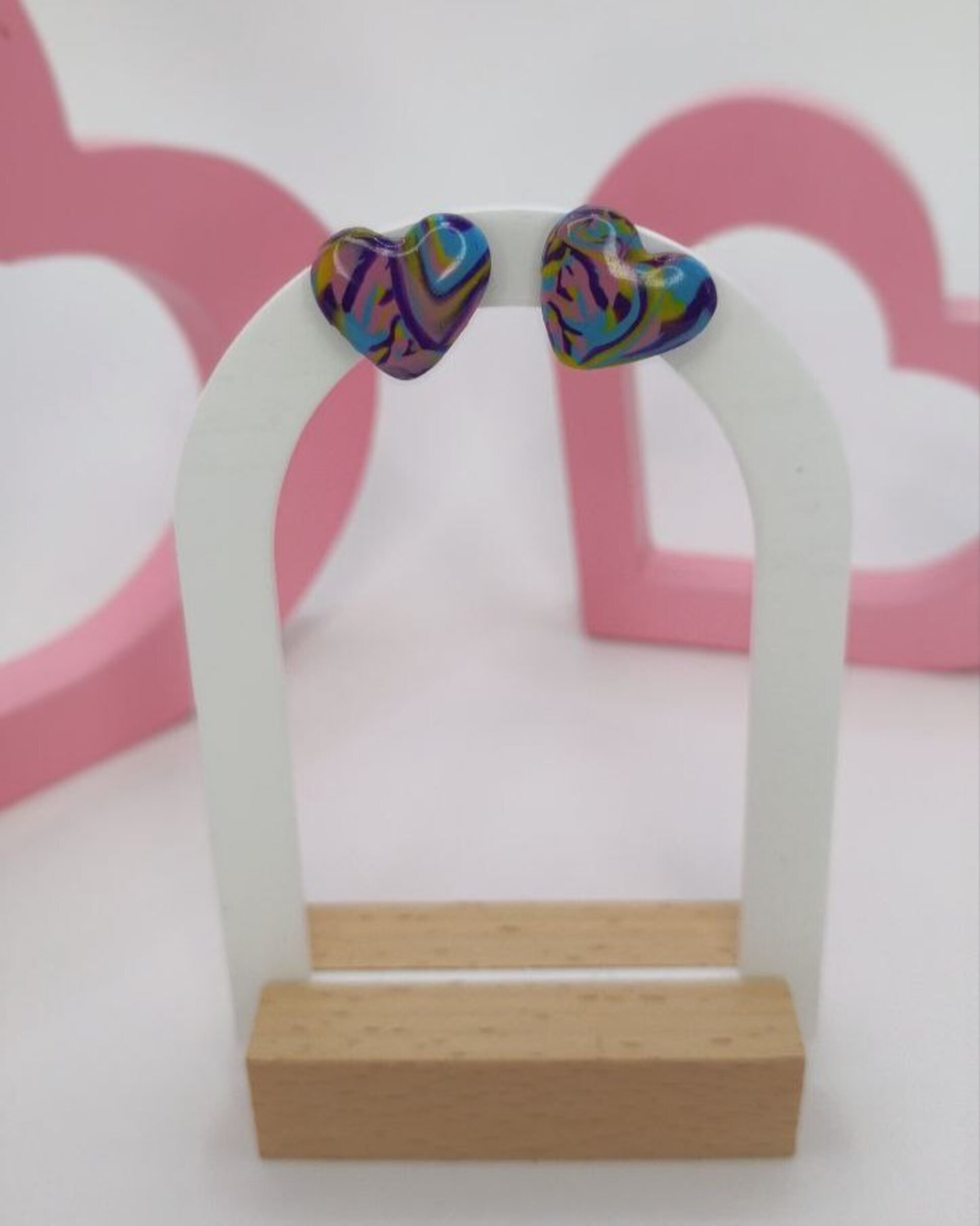 Pendientes Pequeños Corazon Multicolor - 3
