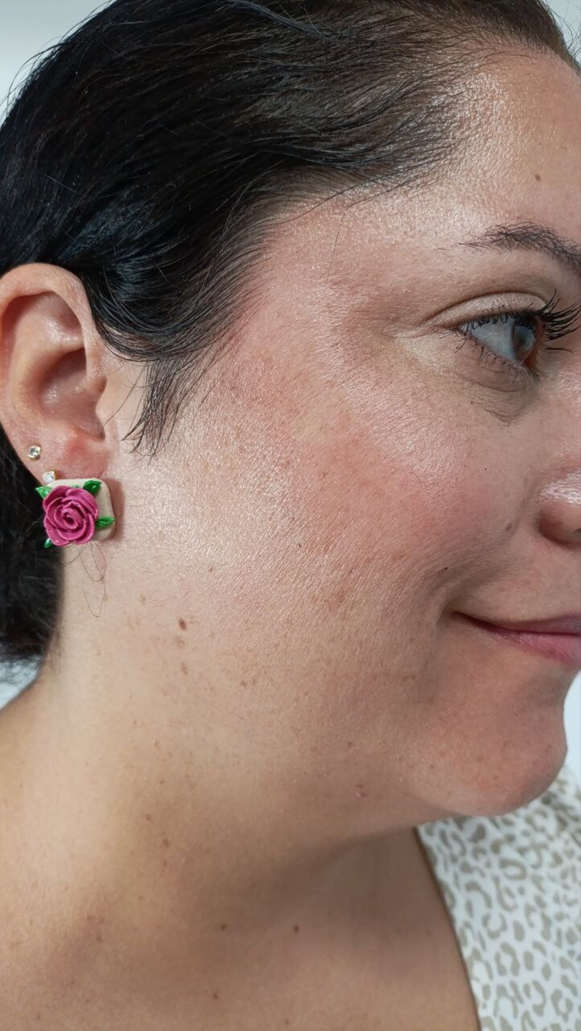 Pendientes Pequeños Rosa 3D - 5