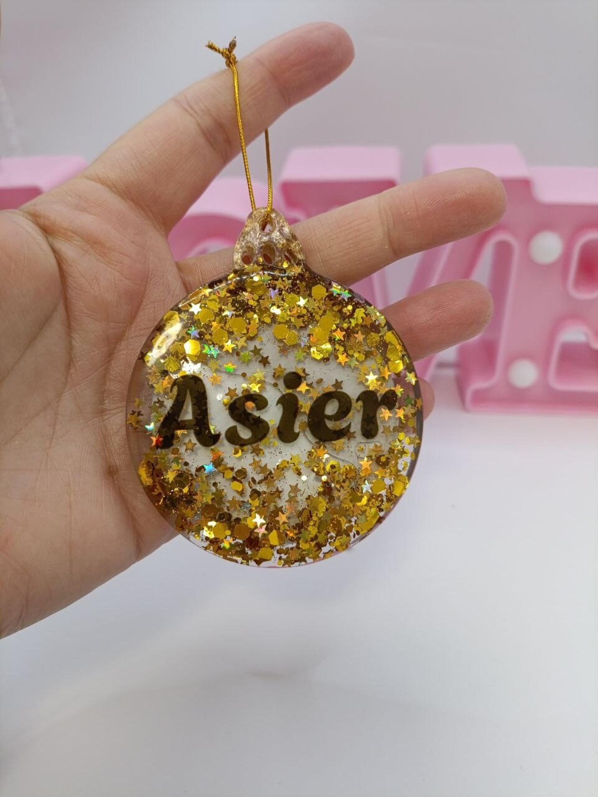 Adorno de Navidad de Resina Personalizado en forma de bola con foto y nombre - 2