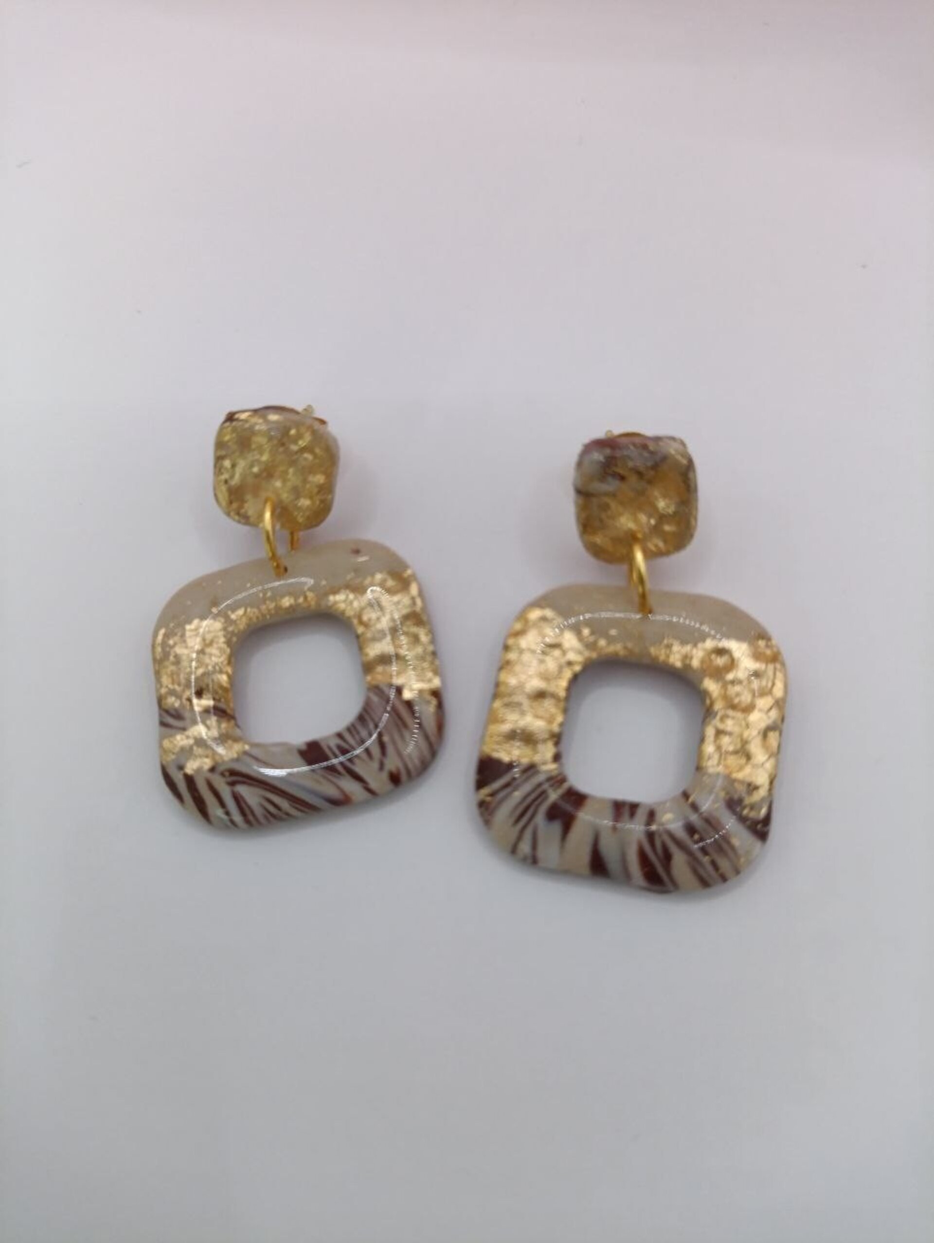 Pendientes de arcilla polimerica cuadrado terrenal - 3