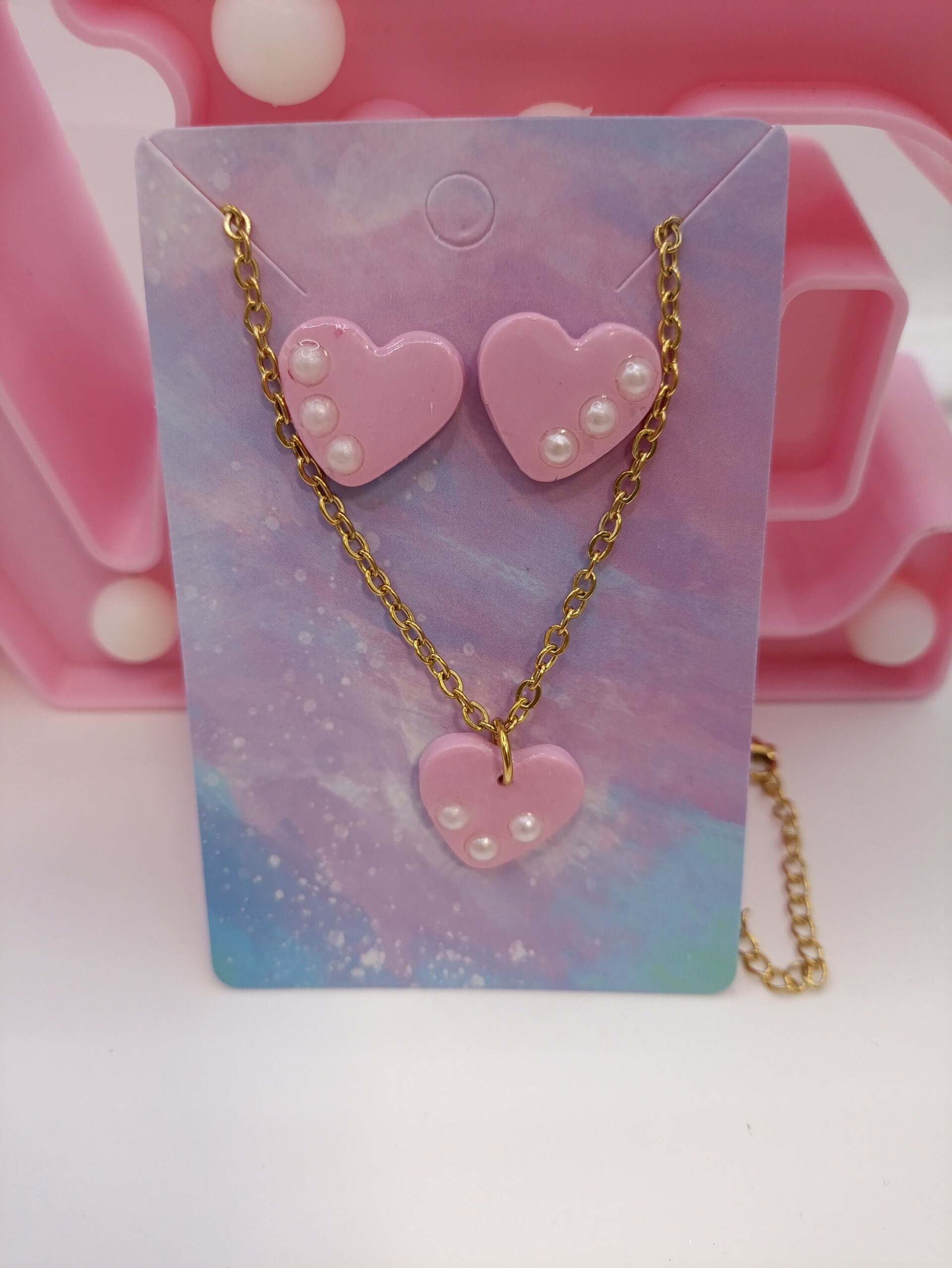 Conjunto de pendientes y colgante Corazon 2 modelos diferentes. - 5