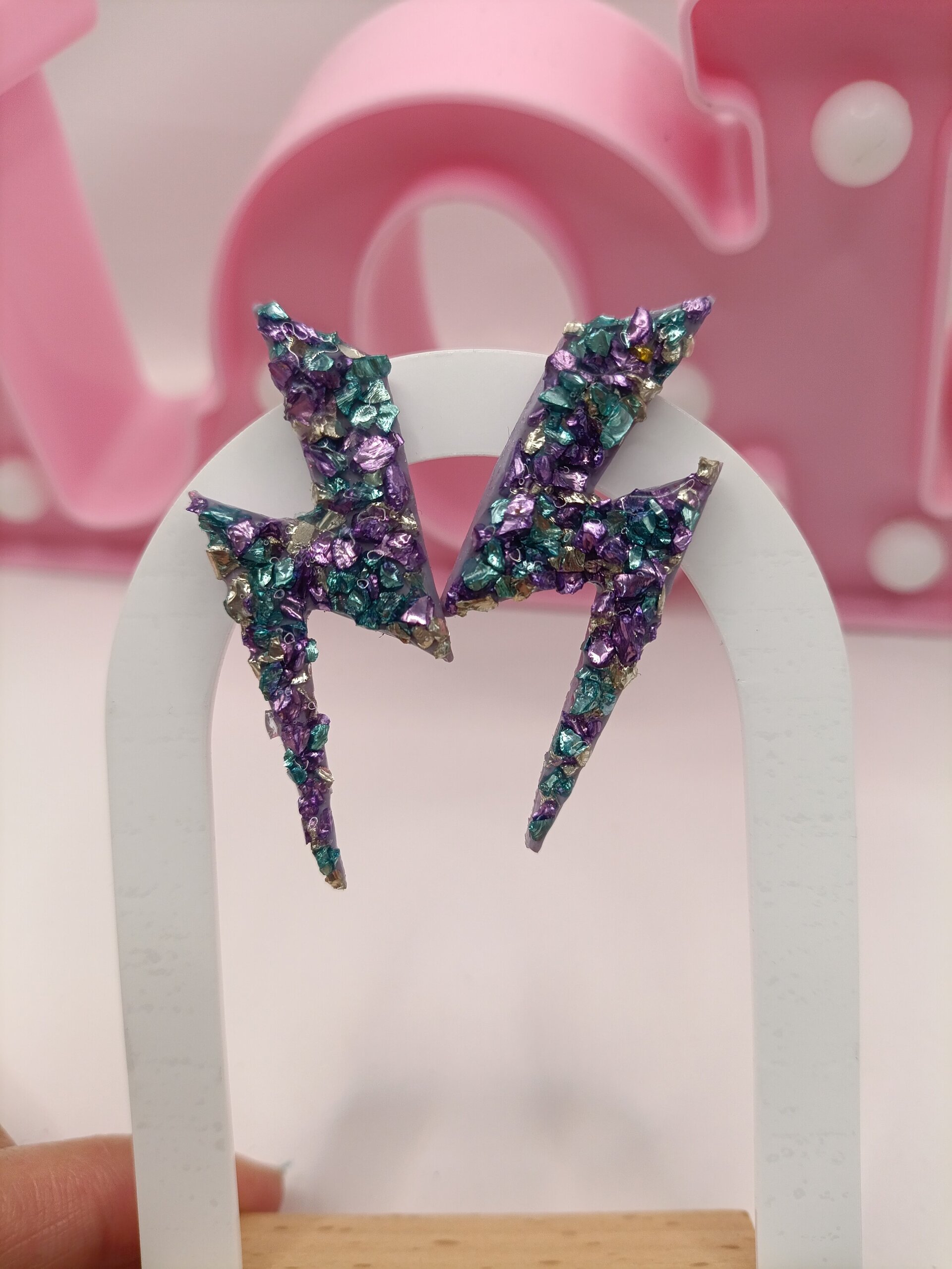 Pendientes Rayo con Cristales, varios colores - 13