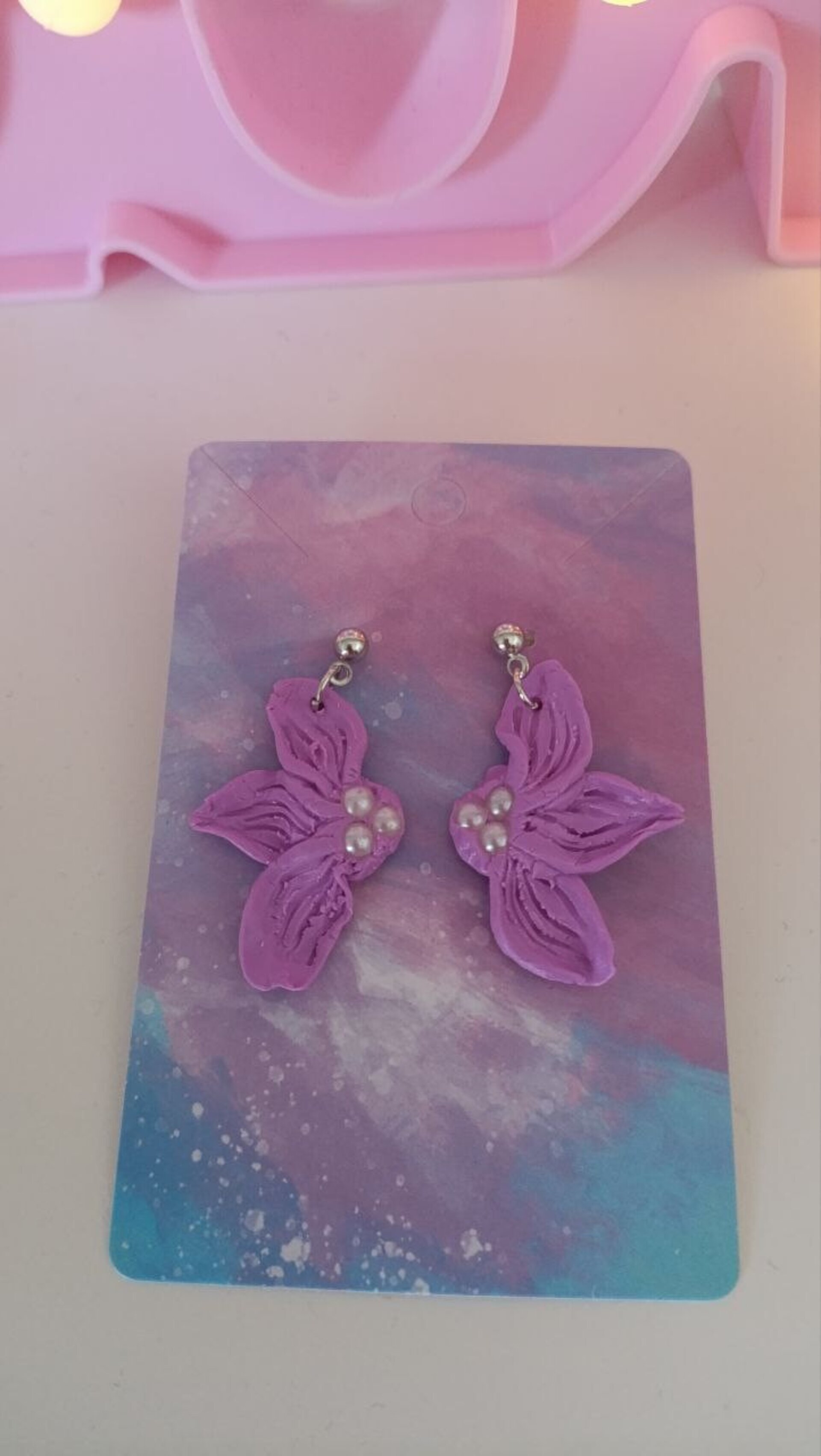 Pendientes Media Flor real con perlitas - 2
