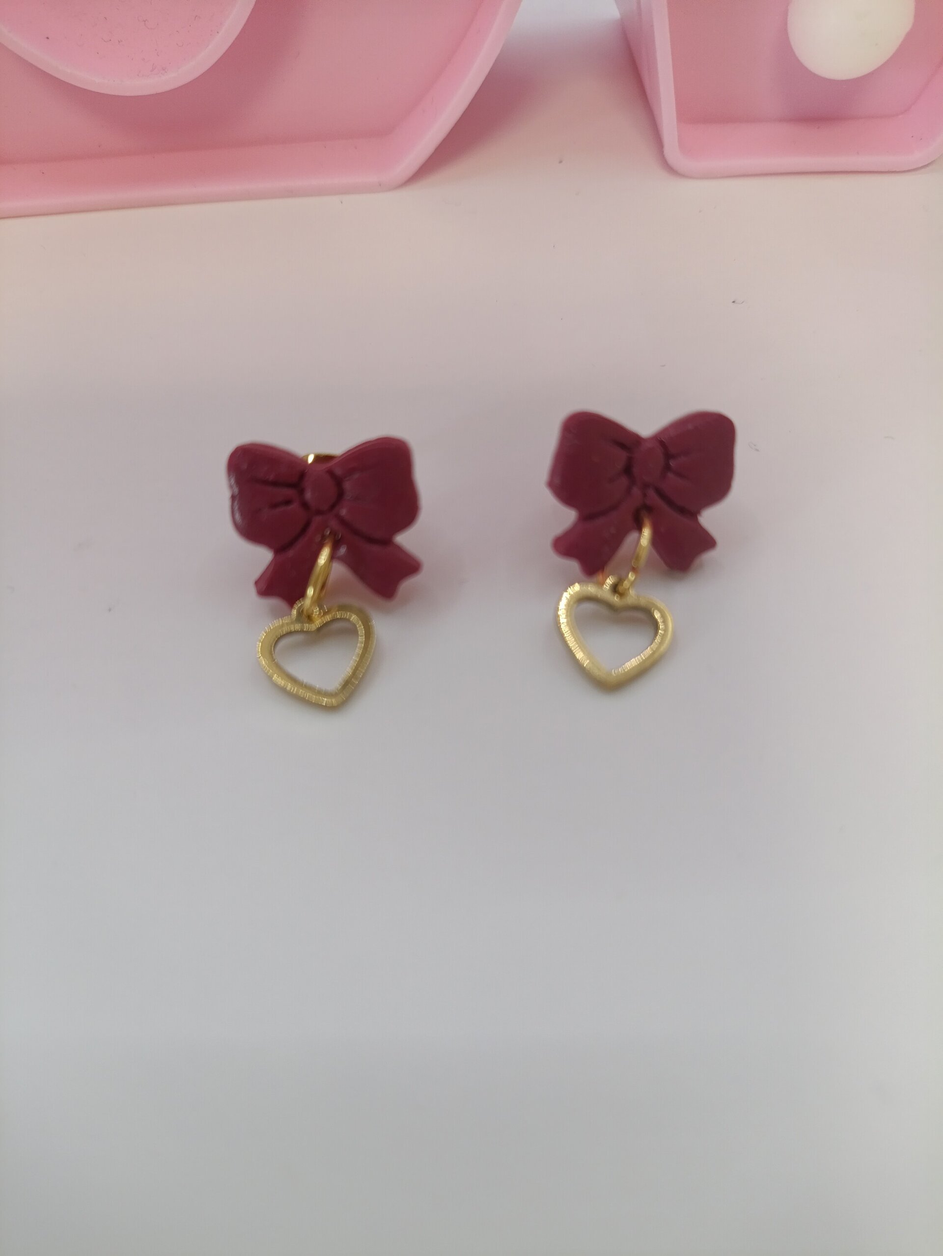 Pendientes pequeños arcilla polimerica lazo de amor - 3