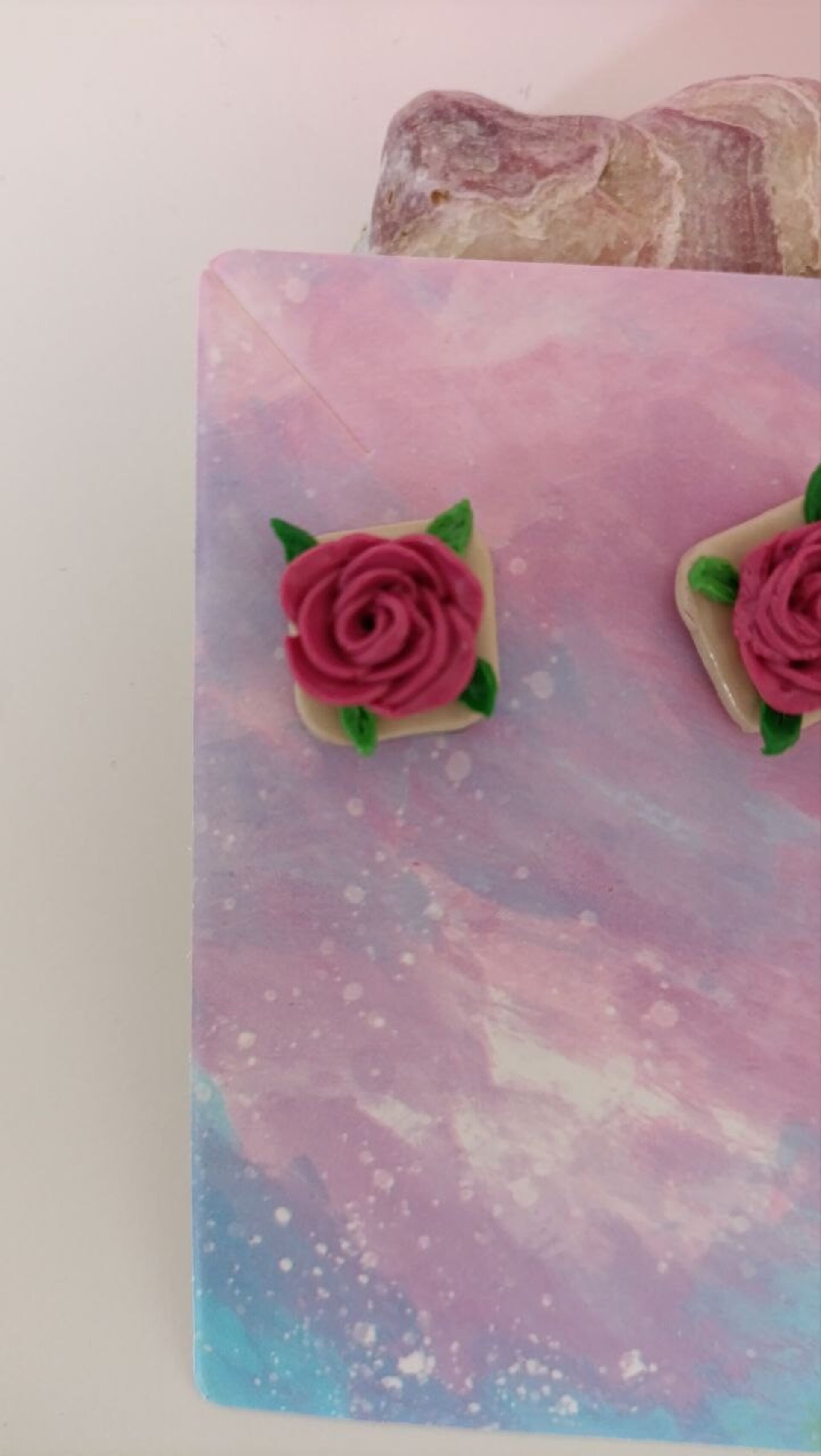 Pendientes Pequeños Rosa 3D - 2