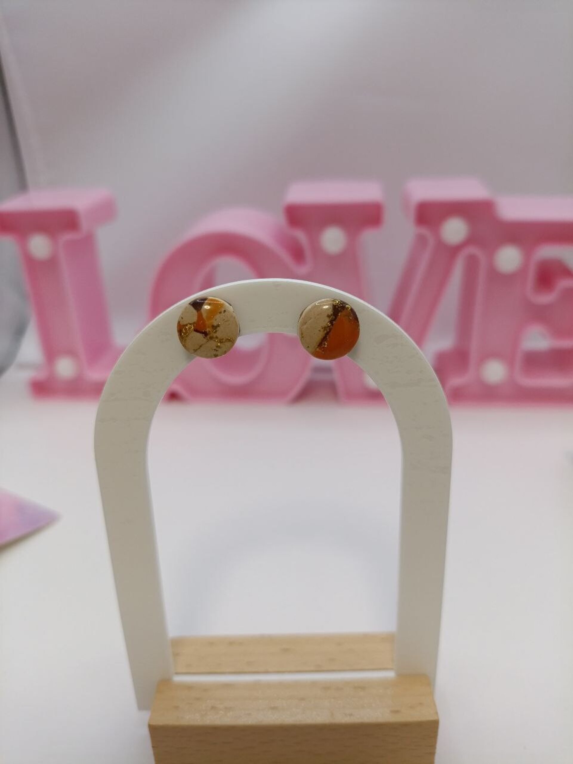 Pendientes pequeños hojas otoñales estampadas - 4