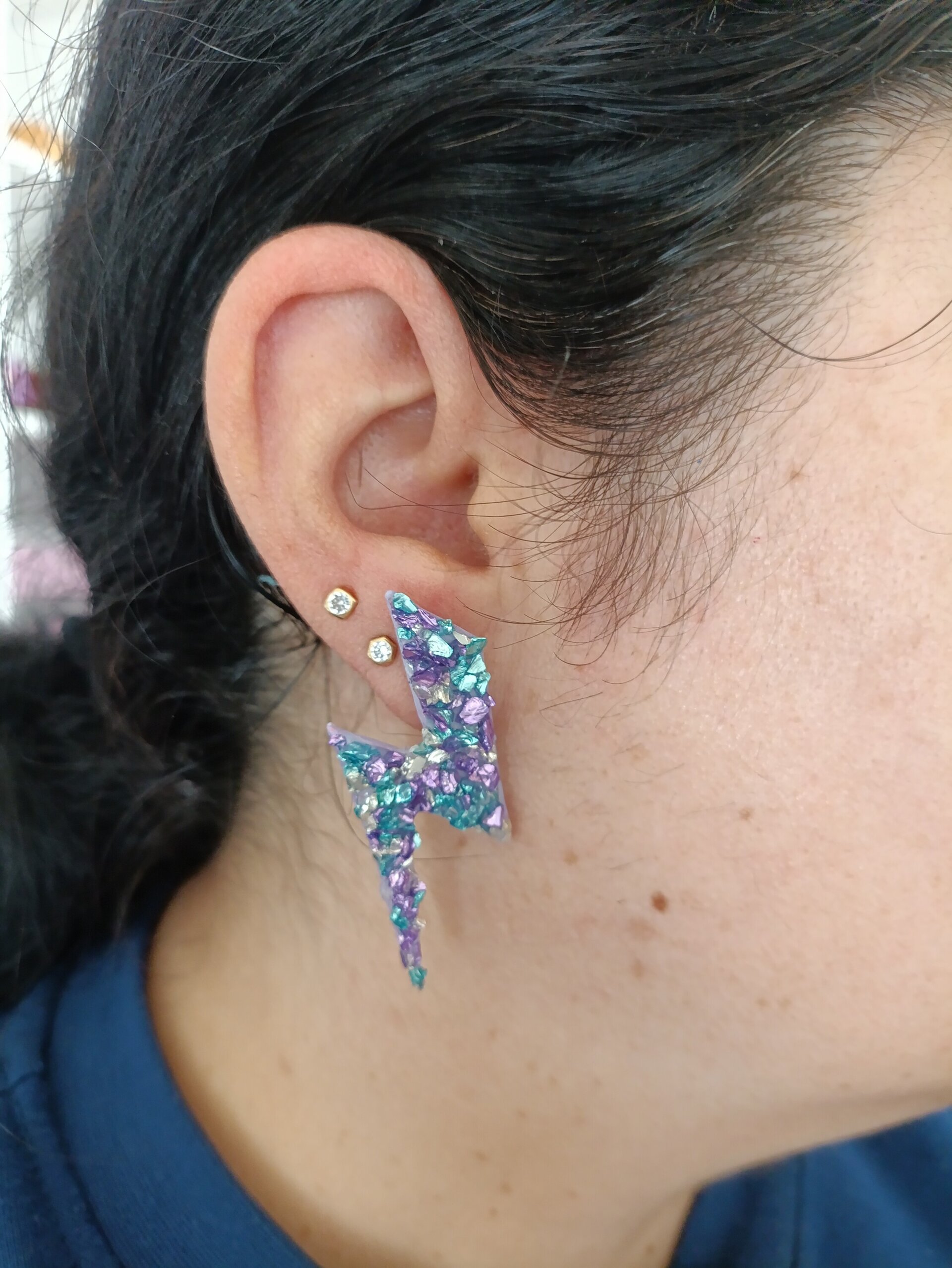 Pendientes Rayo con Cristales, varios colores - 4