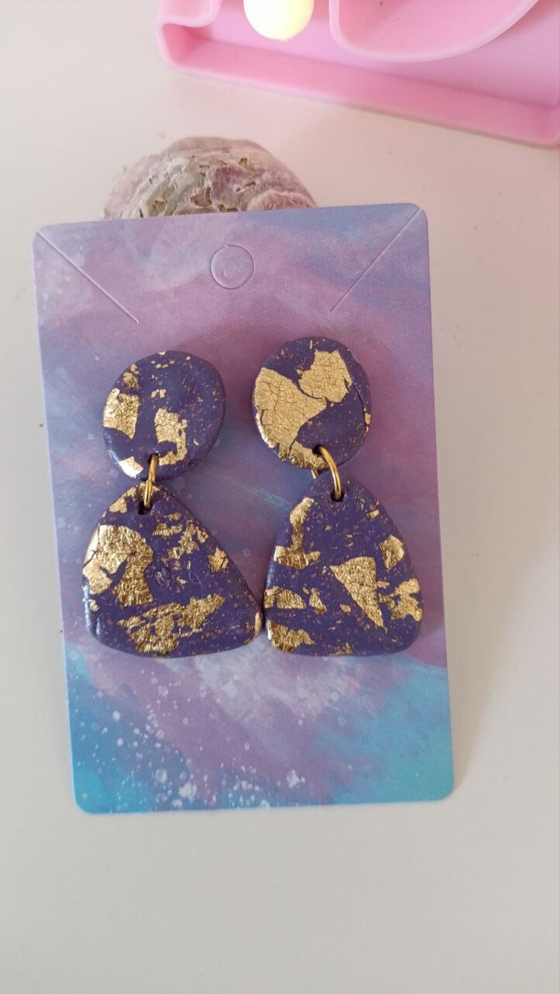 Pendientes Arcilla polimerica modelo Mora dorada - 2