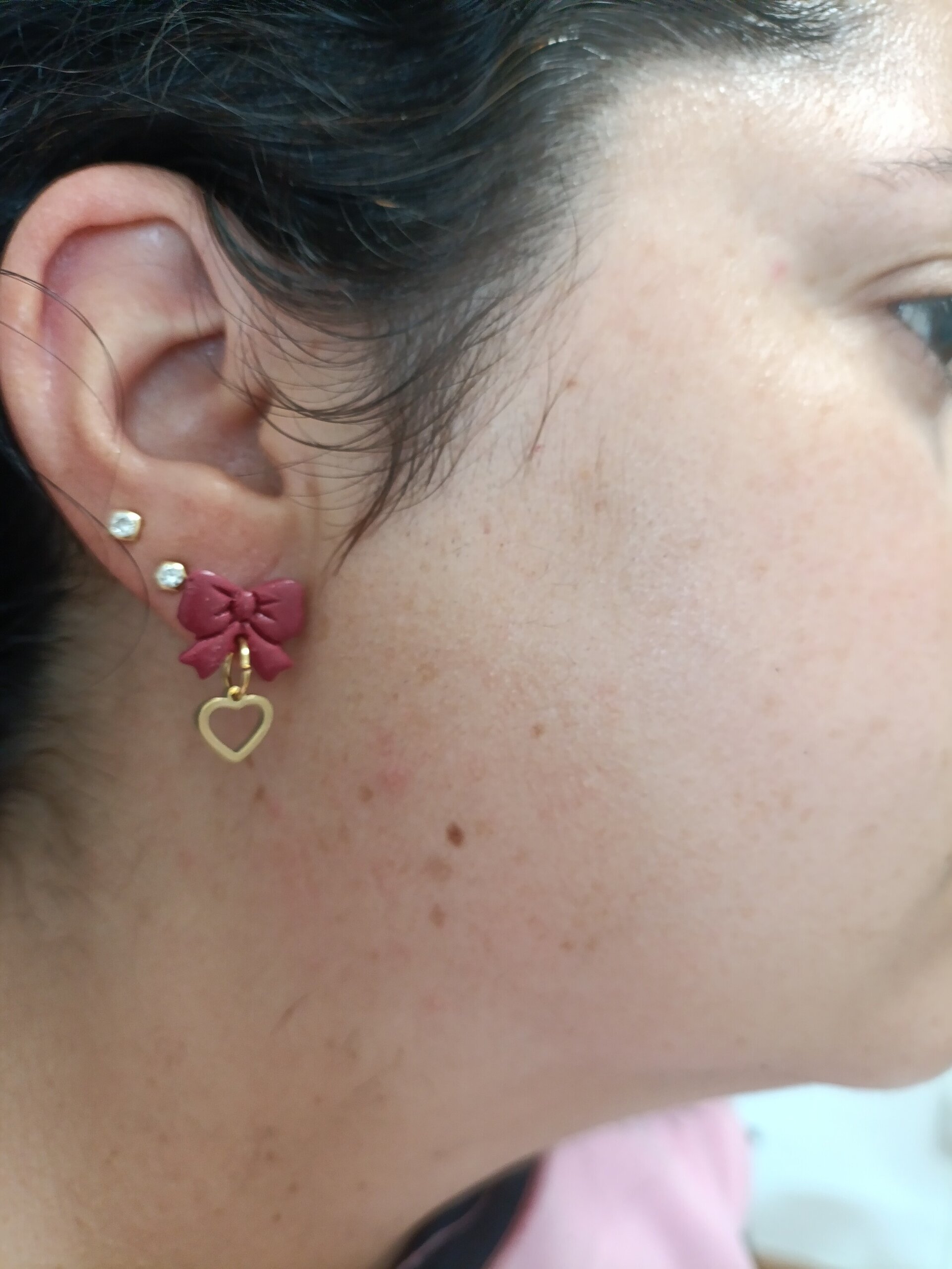 Pendientes pequeños arcilla polimerica lazo de amor - 2