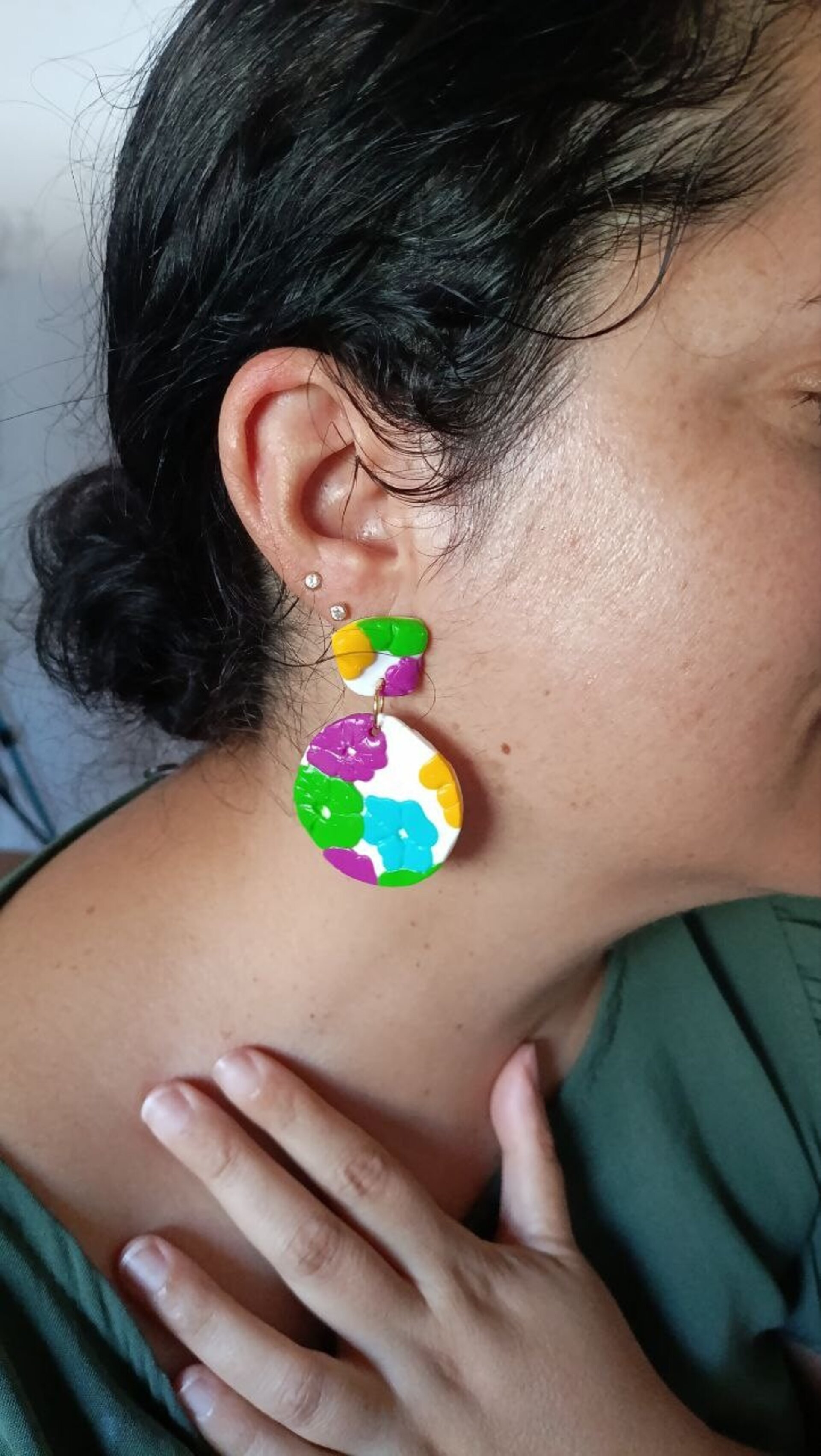 Pendientes Arcilla polimerica modelo Floral - 3