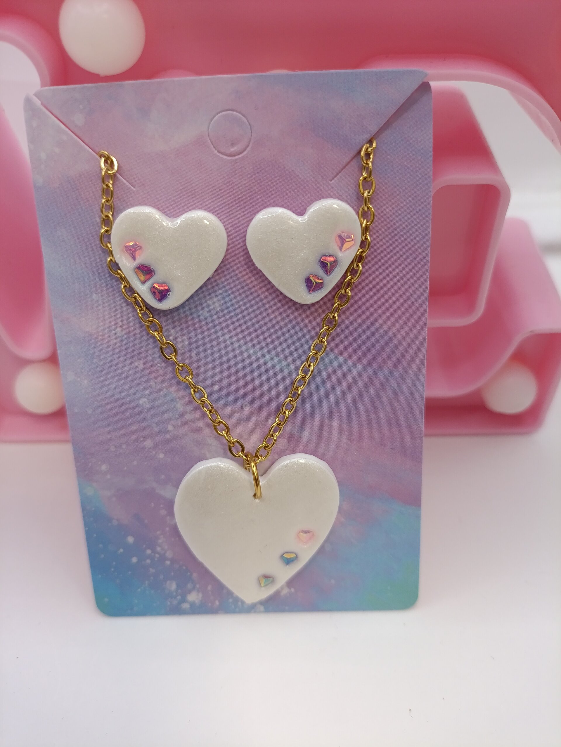 Conjunto de pendientes y colgante Corazon 2 modelos diferentes. - 4