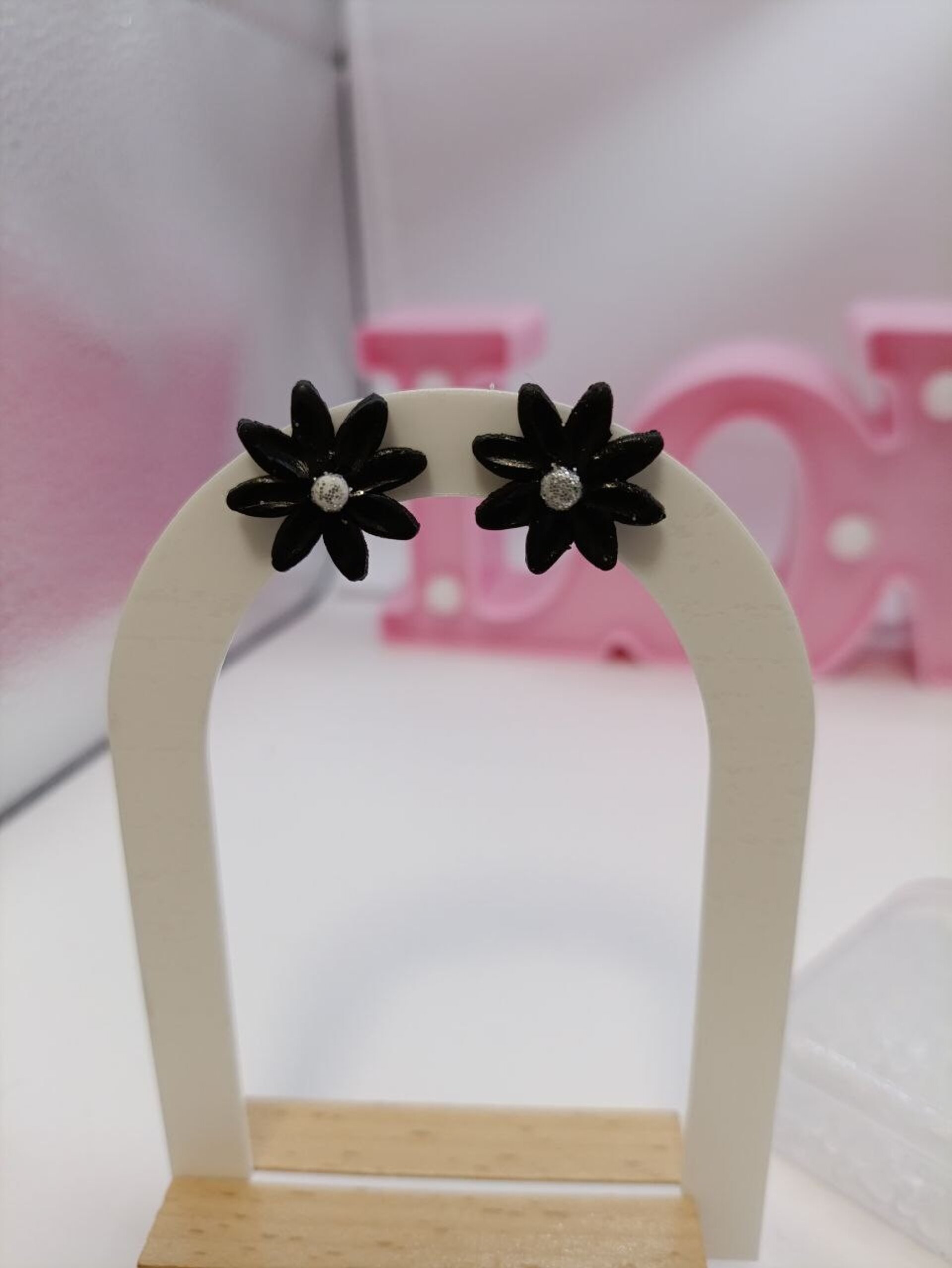 Pendientes pequeños Margarita Negra - 2