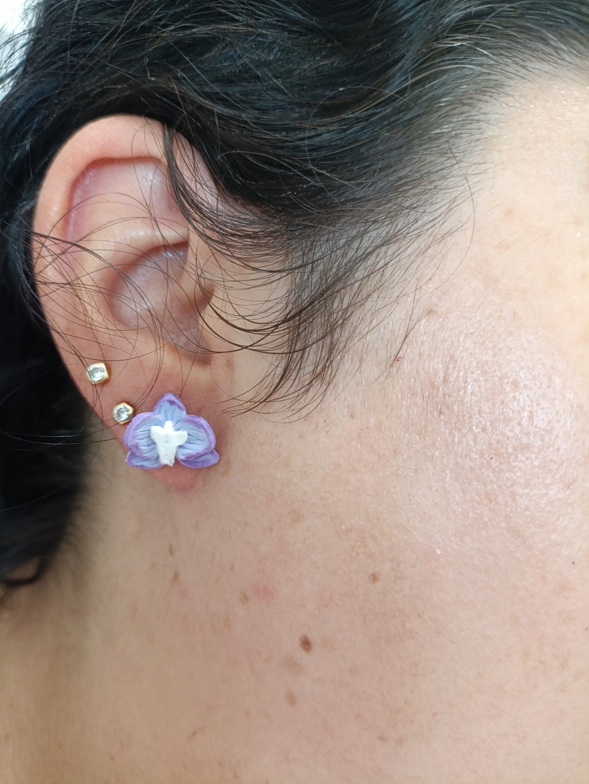 Pendientes pequeños orquídea lila - 4