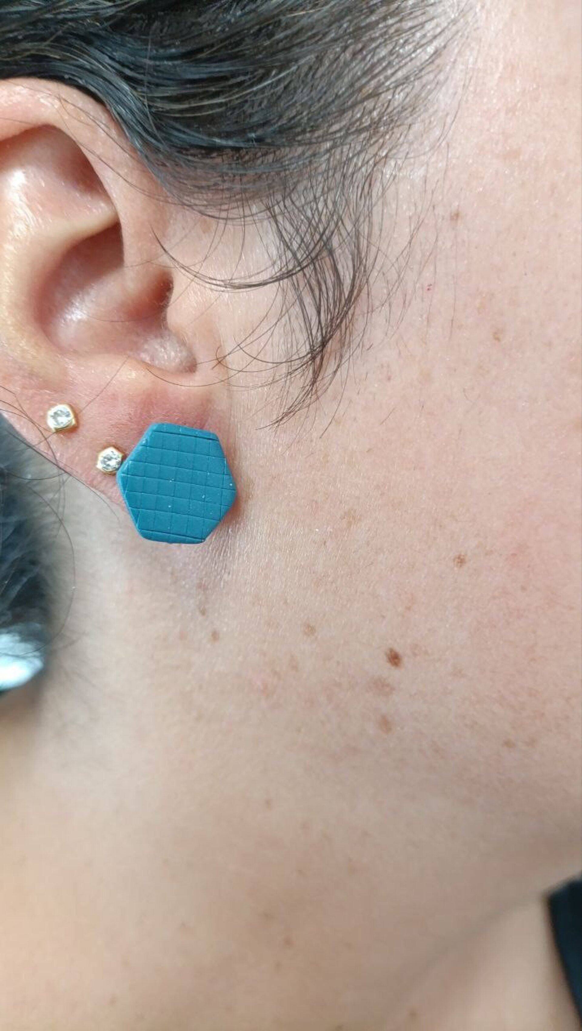 Pendientes de arcilla Geo Azul Verdoso - 4