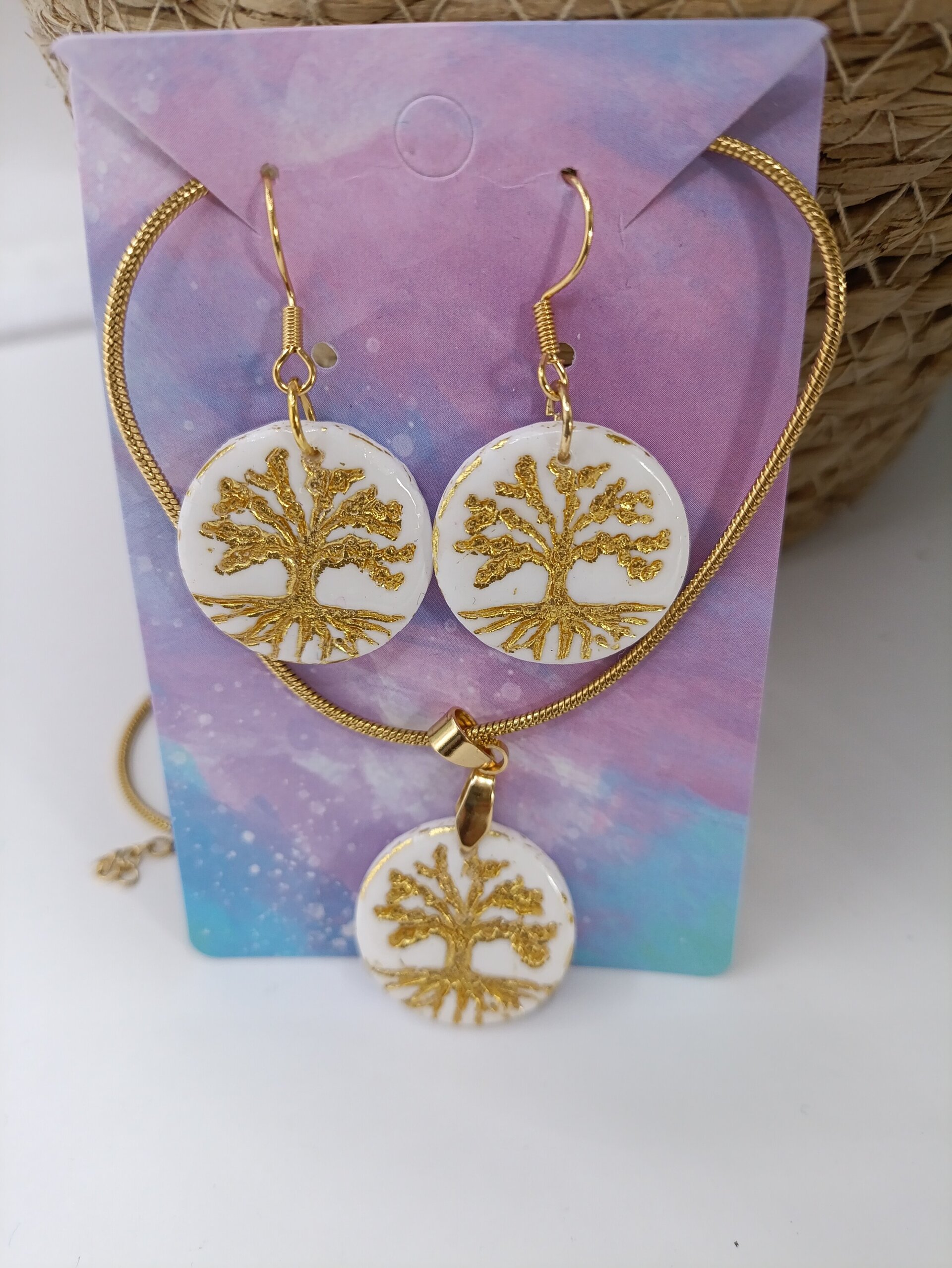 Conjunto de Pendientes y colgante arbol de la vida - 3
