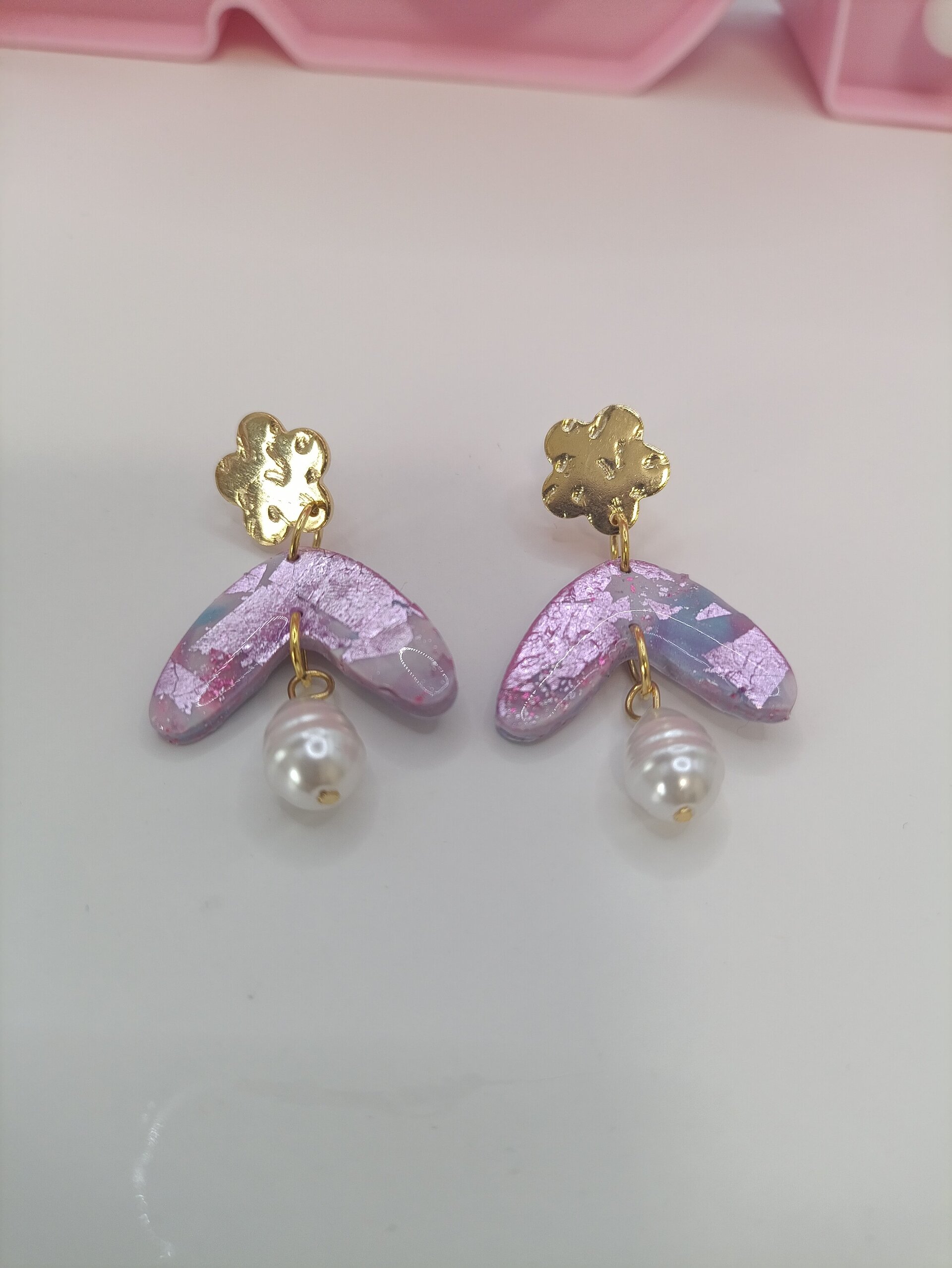 Pendientes de Arcilla Polimérica con perla - 2