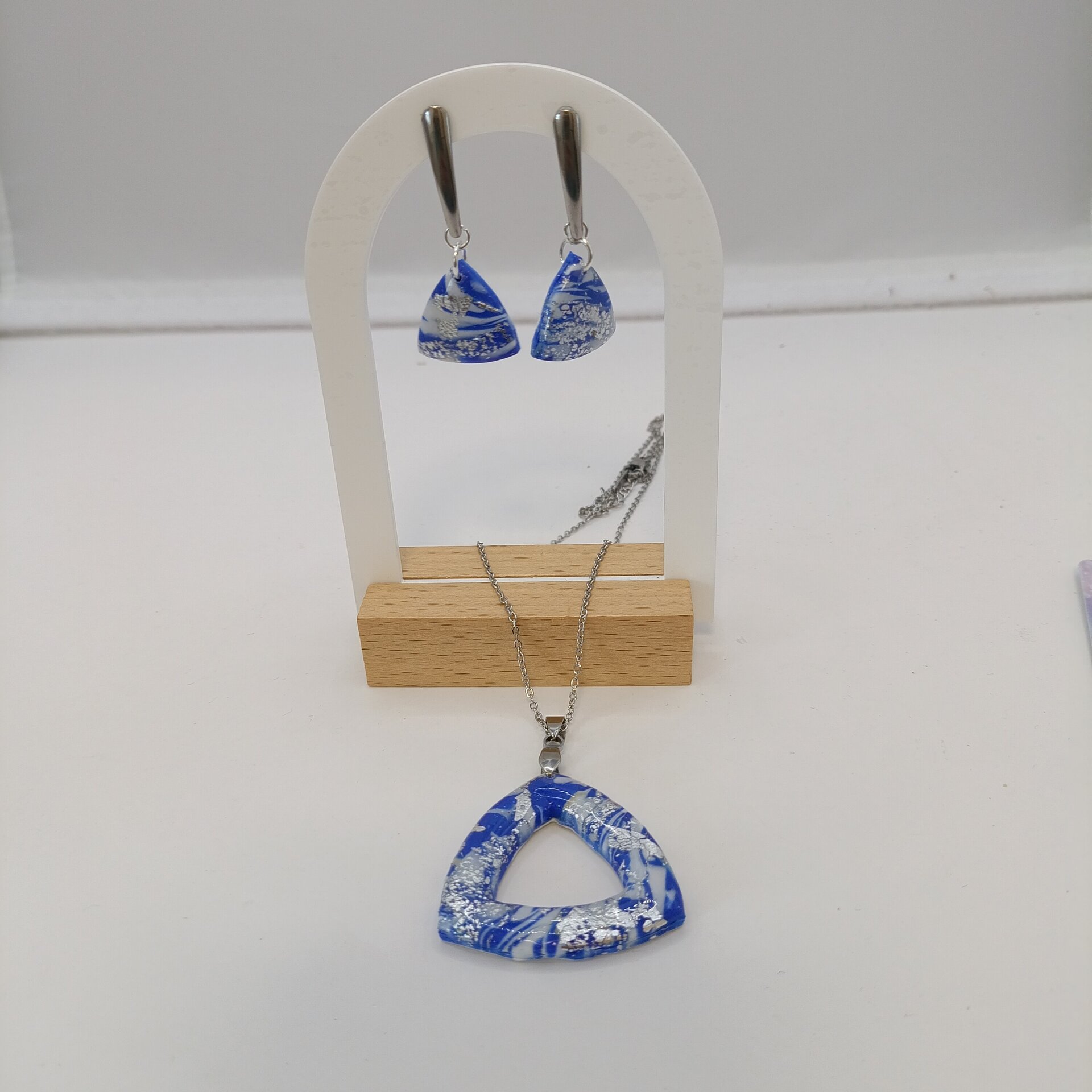 Conjunto de pendientes y Colgante azul - 11