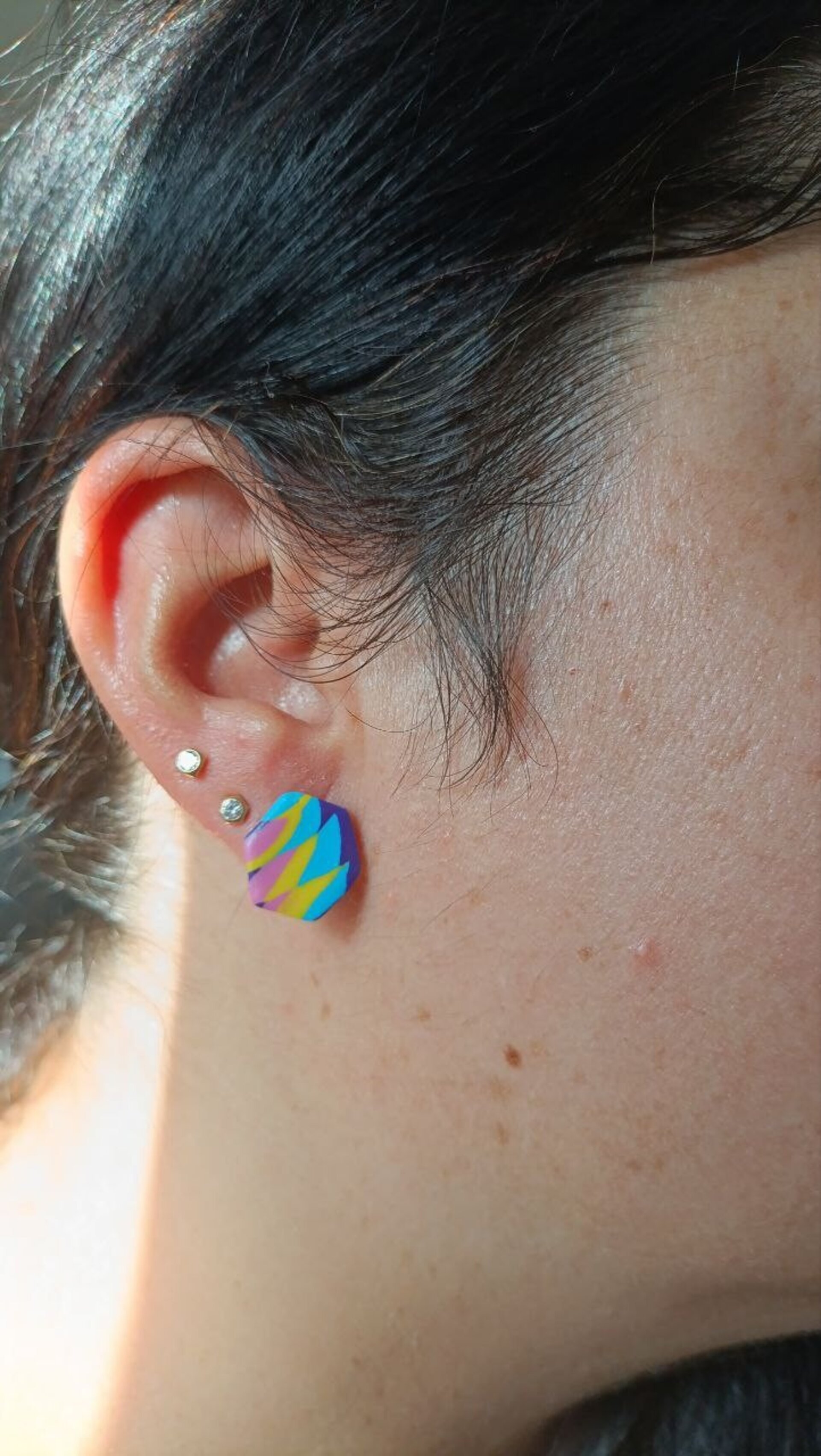 Pendientes pequeños Geo Multicolor - 5