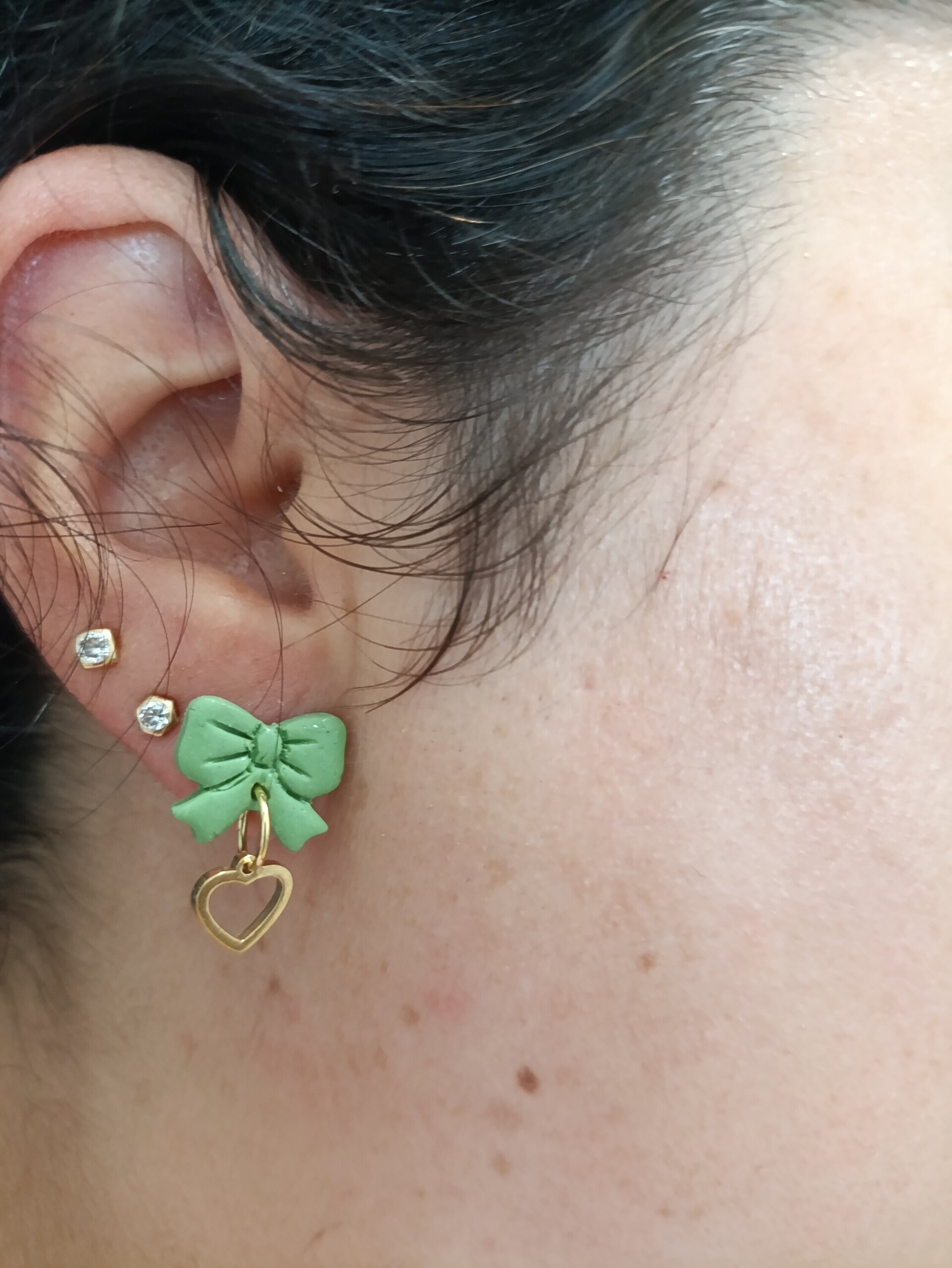 Pendientes pequeños arcilla polimerica lazo de amor - 9