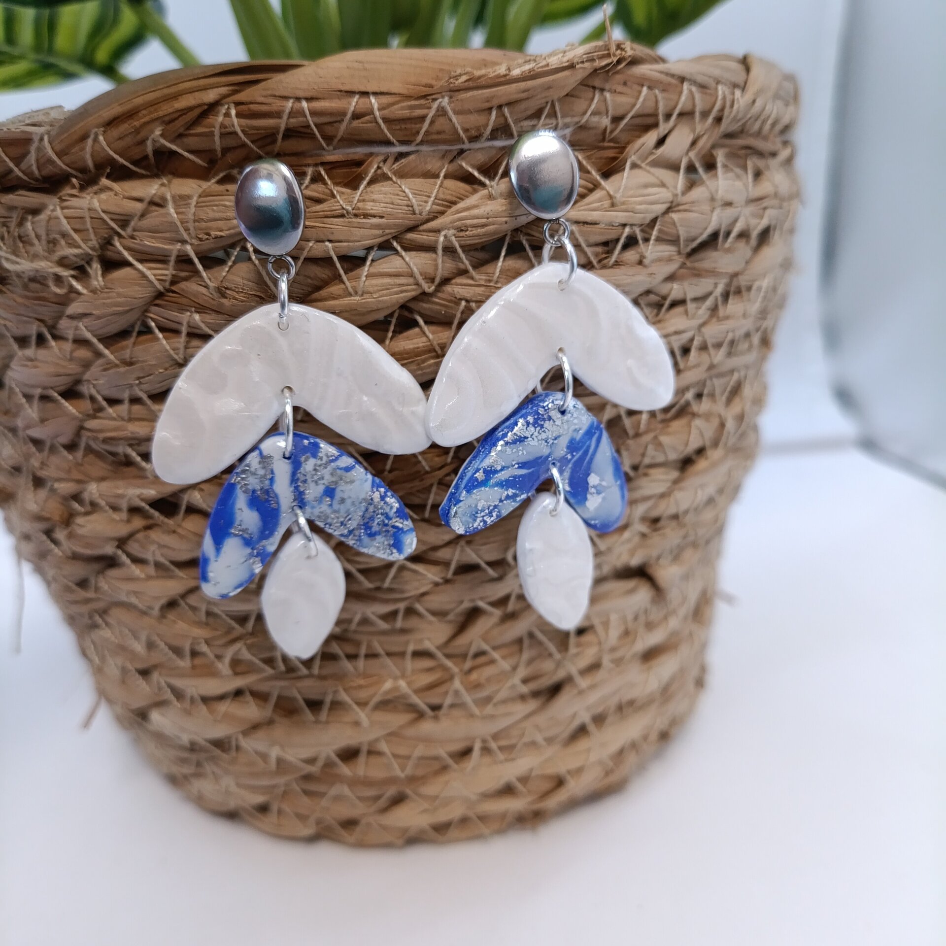 Pendientes largos sof azul - 3