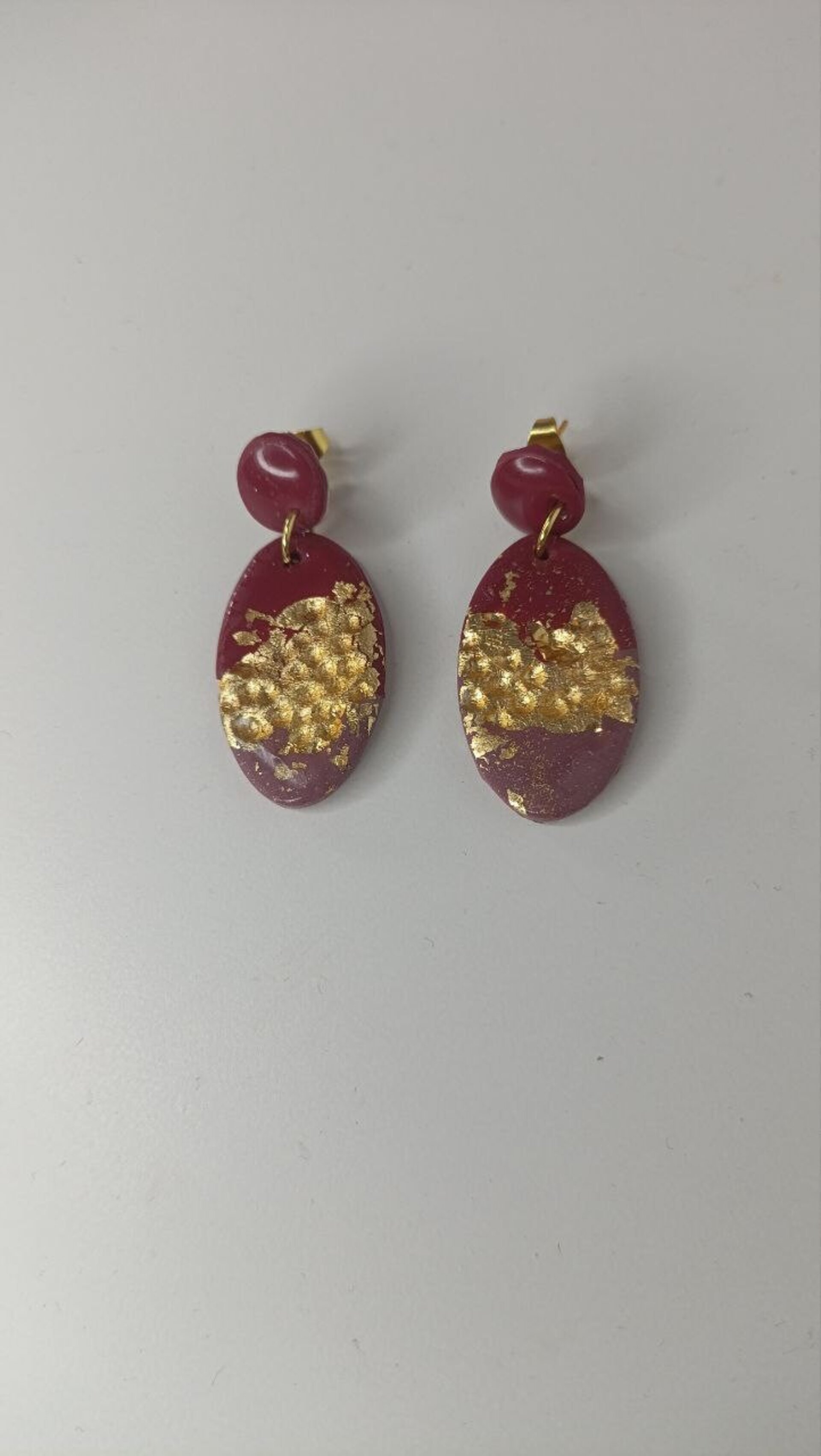 Pendientes de arcilla Grana y oro - 2