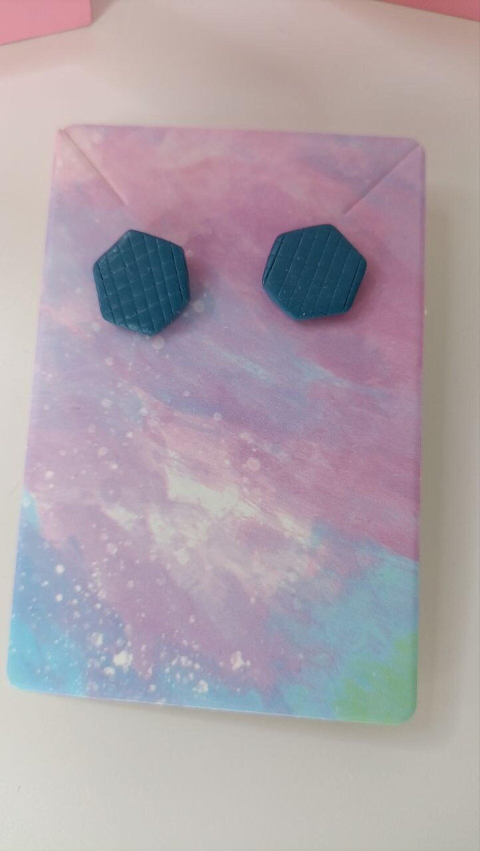 Pendientes de arcilla Geo Azul Verdoso - 5