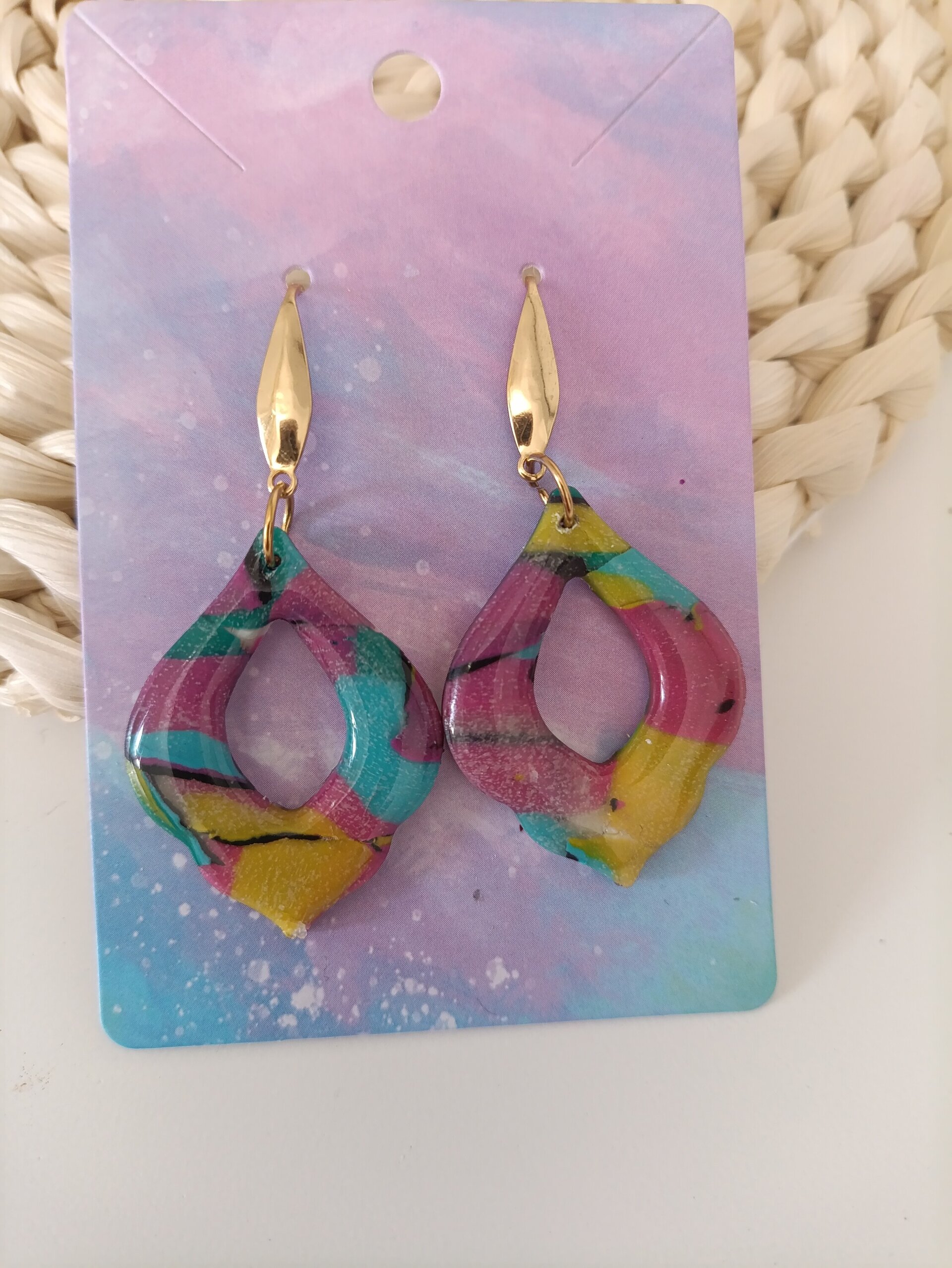 Pendientes estampados acuarela - 2