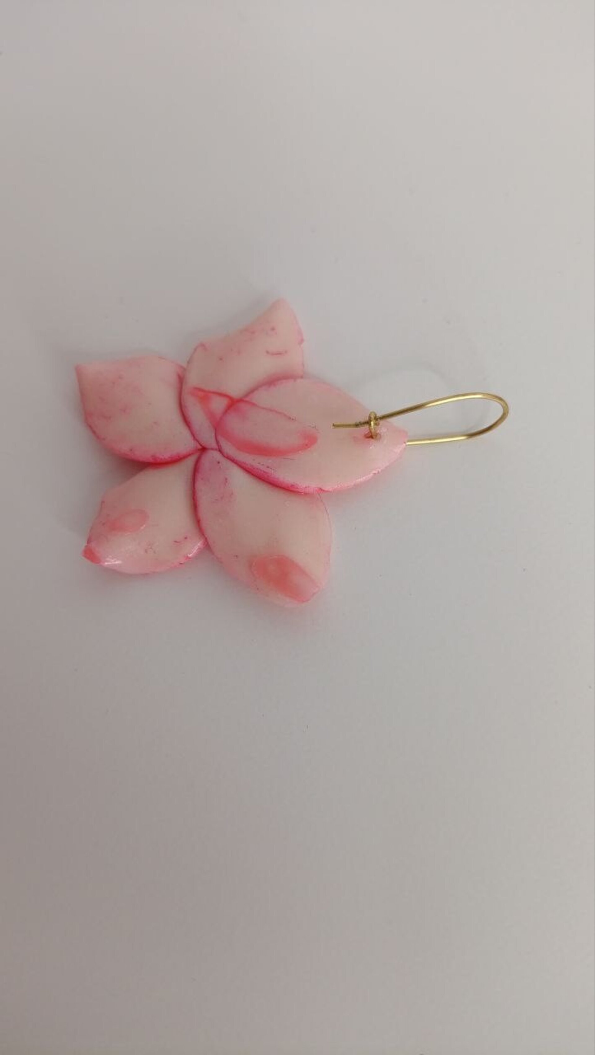 Pendientes de Arcilla Polimerica Flor Lily Rosa - 4