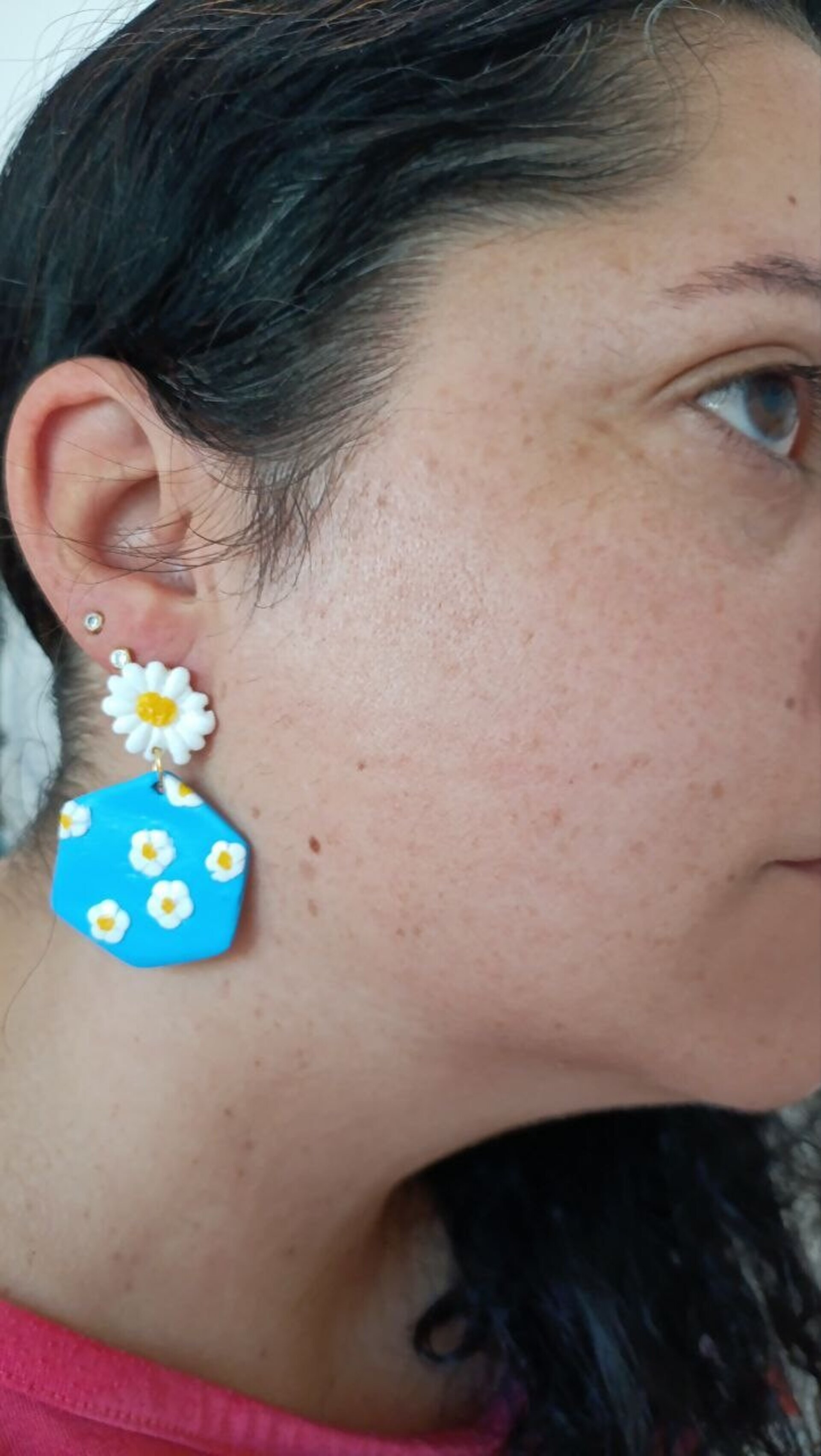 Pendientes Arcilla Polimerica Geo Margaritas - 2