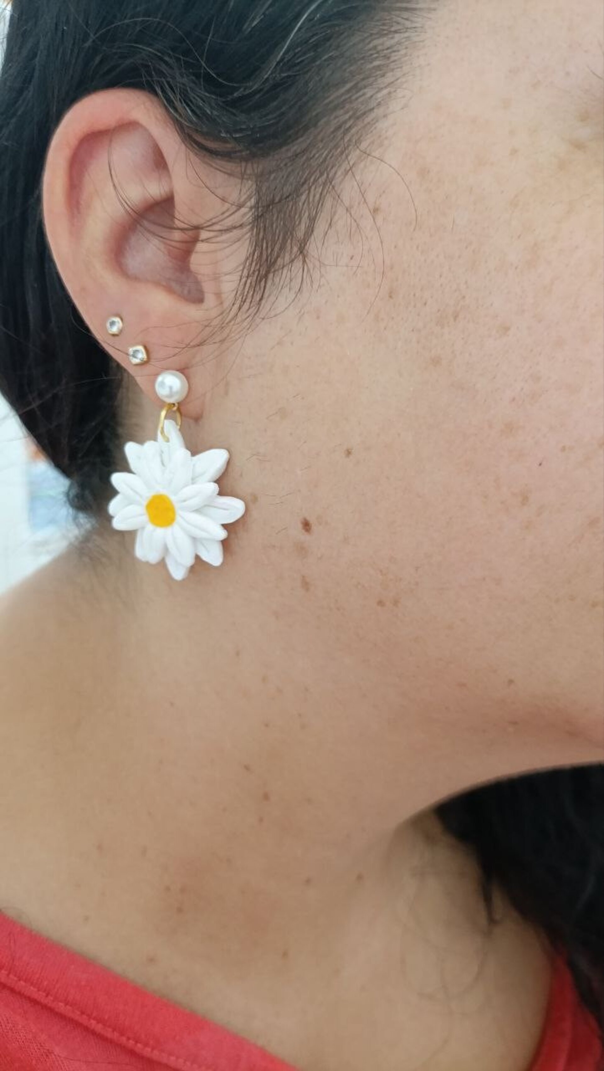 Pendientes de Arcilla polimerica Doble Margarita - 4