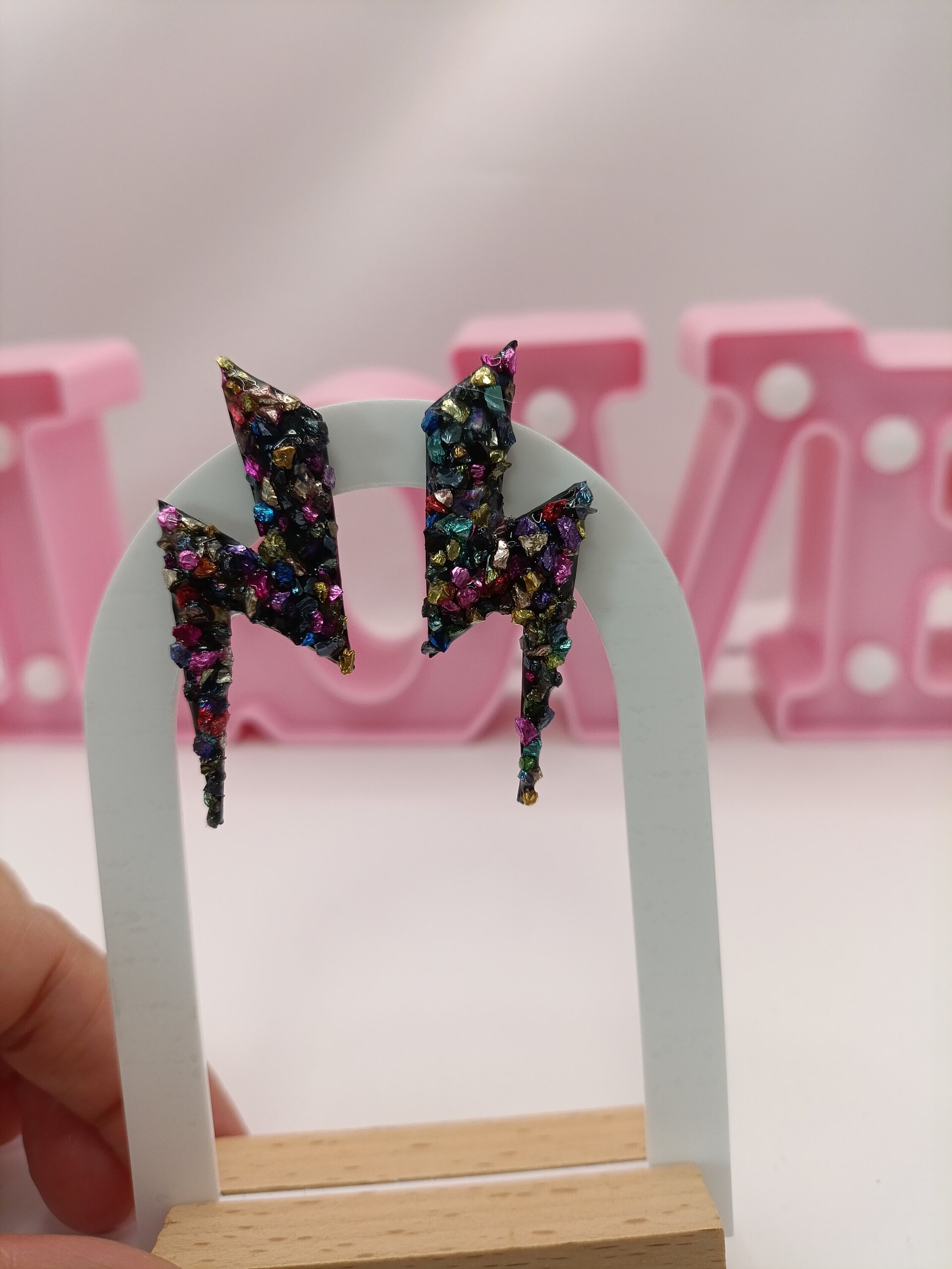 Pendientes Rayo con Cristales, varios colores - 9